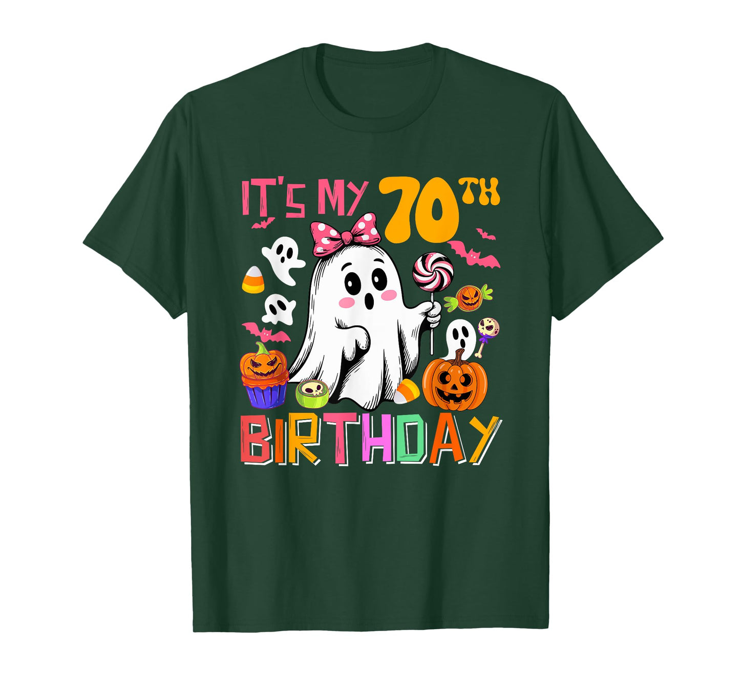 It's My 70th Birthday Halloween Boo Ghost Bow Tie Candies T-Shirt