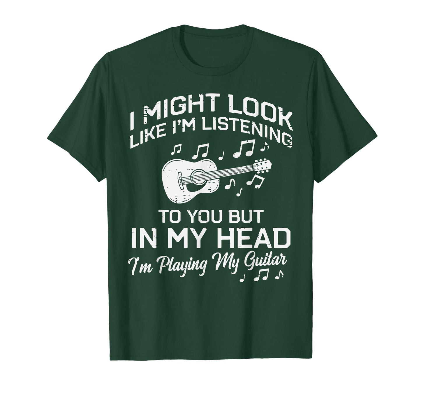 Might Look Listening Playing Guitar Guitarist Men Women Kids T-Shirt