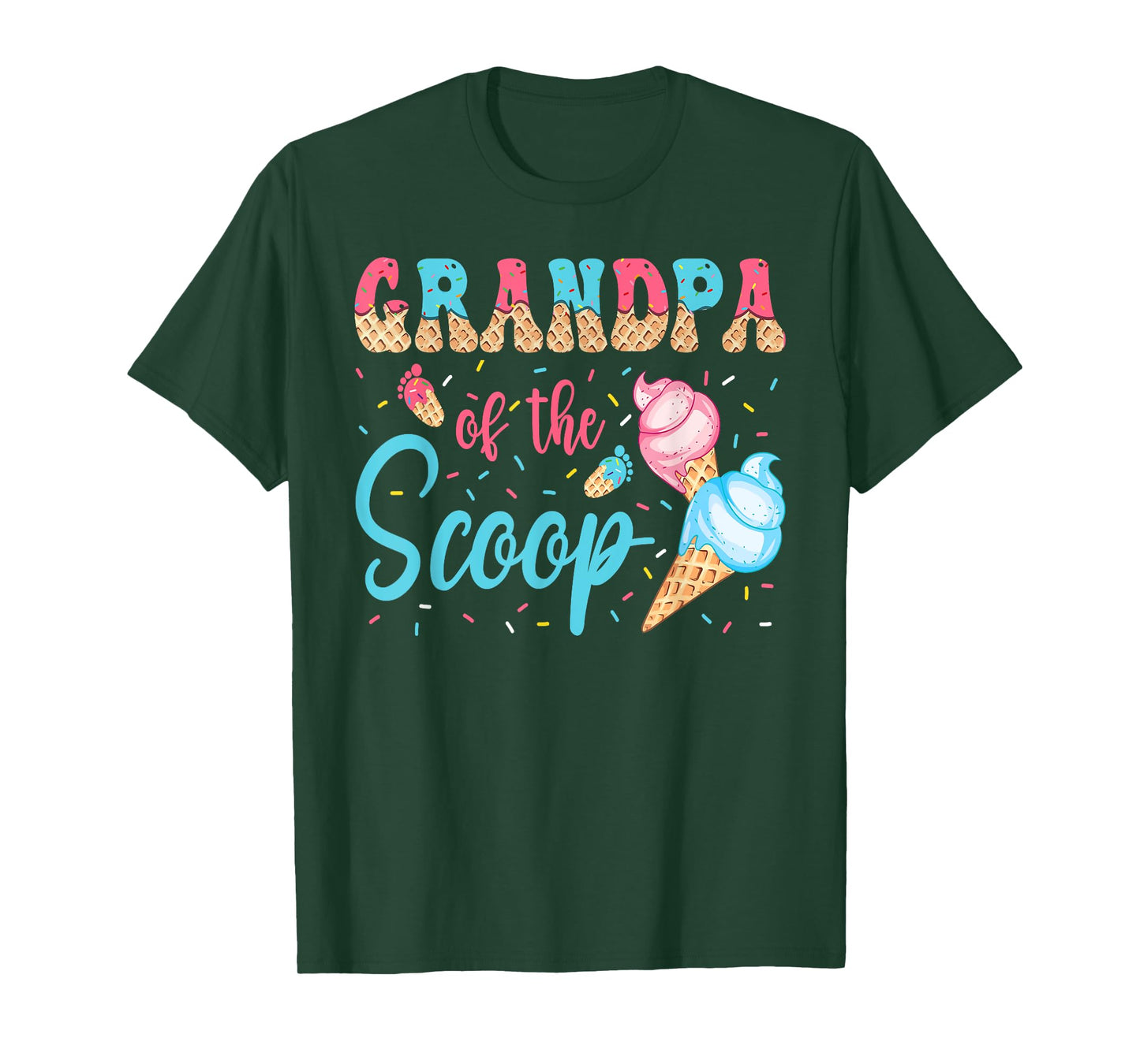 Grandpa Of The Scoop Ice Cream Gender Reveal Baby Shower T-Shirt