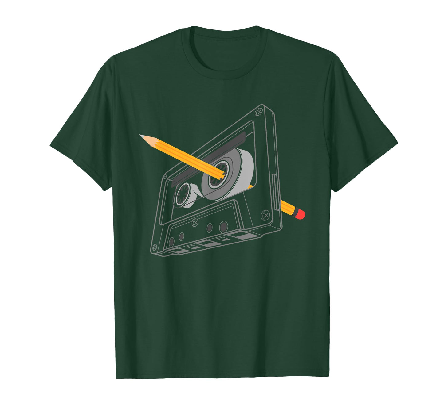 Vintage Rewind Funny 80s 90s Cassette Pencil Gift Men Women T-Shirt