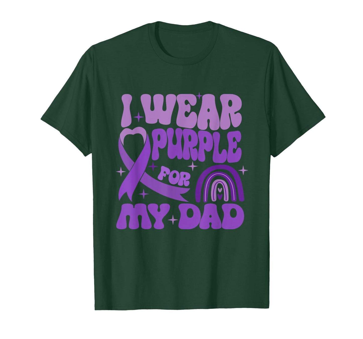 I Wear Purple For My-Dad Alzheimers Awareness Purple Ribbon T-Shirt