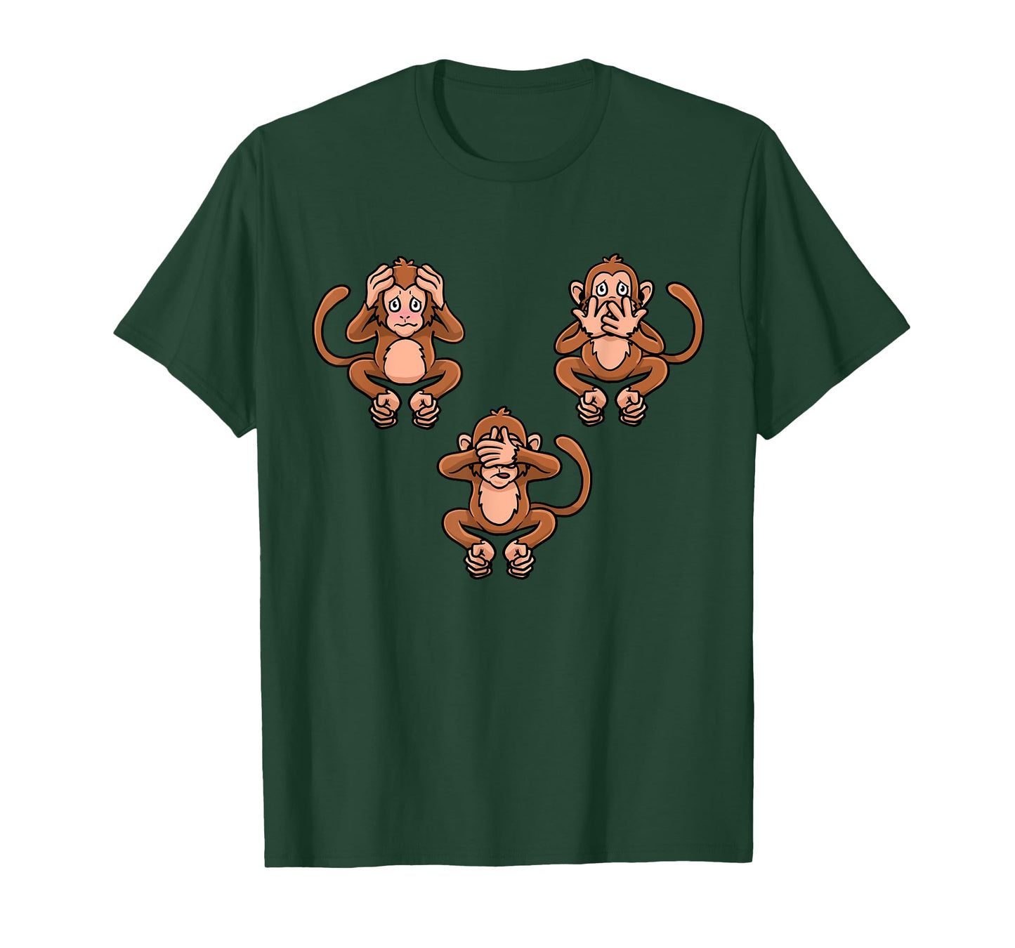 Speak Hear & See No Evil Three Monkies Wise Monkey T-Shirt