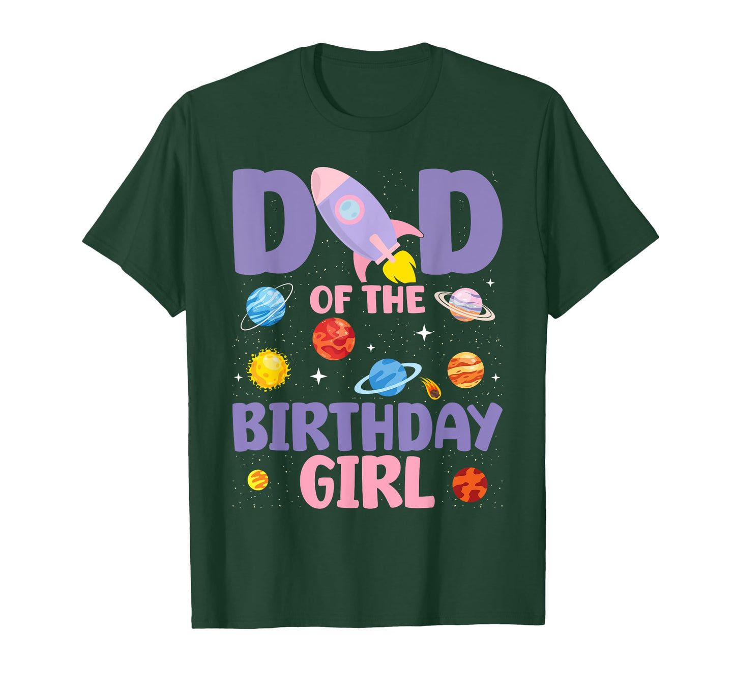 Two The Moon Dad Of the Birthday Girl Astronaut Family Party T-Shirt