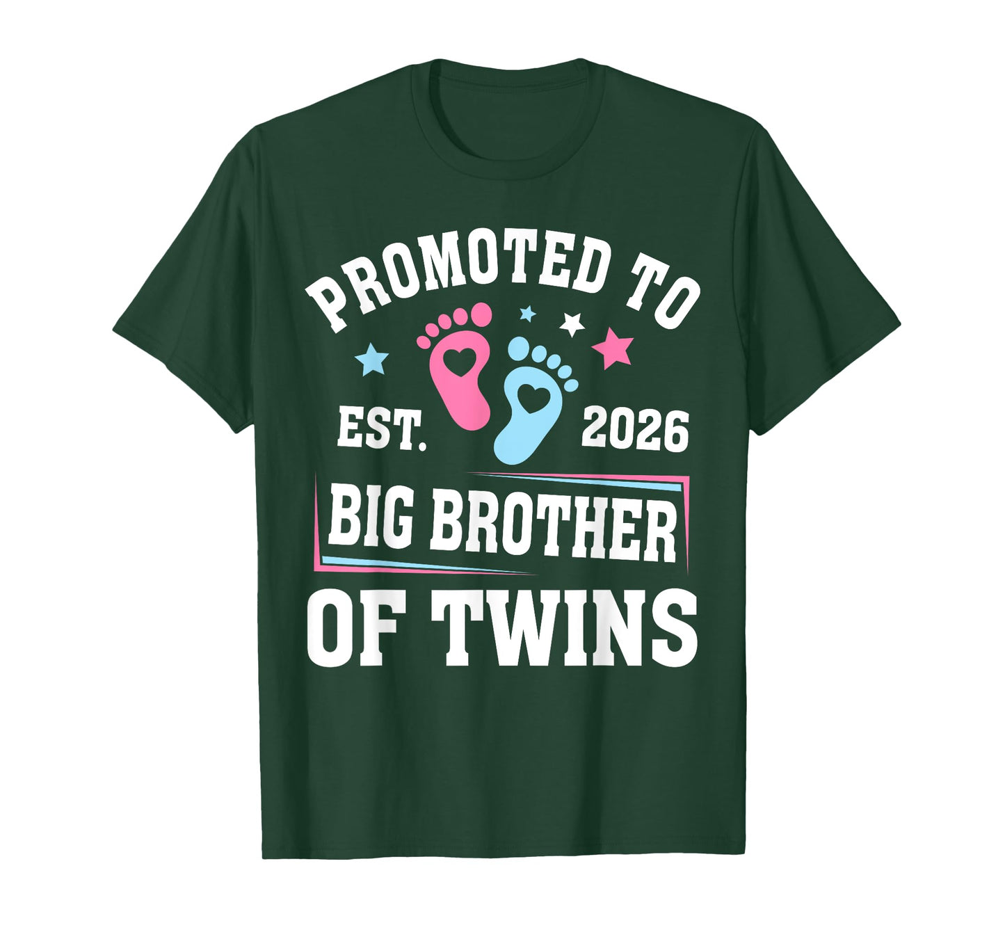 Promoted to Big Brother of Twins Est 2026 Gender Reveal T-Shirt