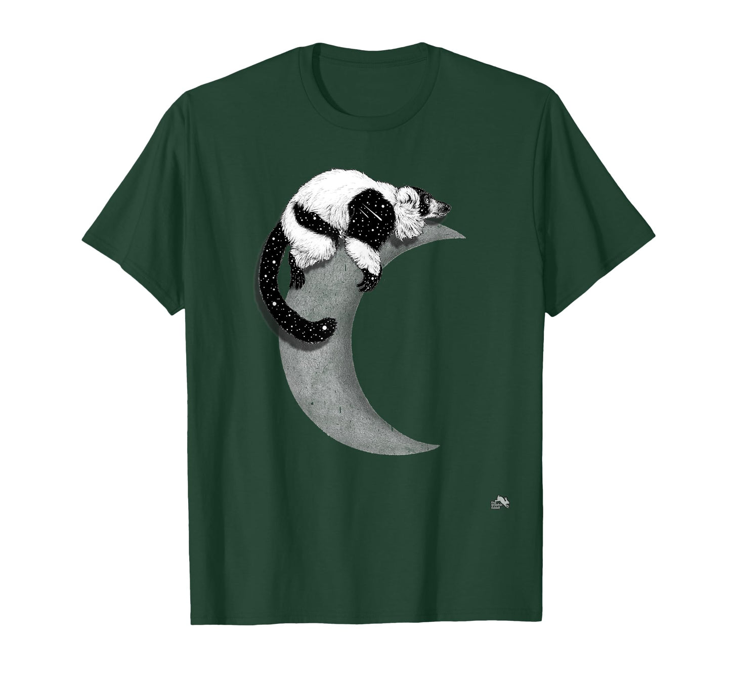 Black & White Ruffed Lemur - Indri - In Space On the Moon T-Shirt