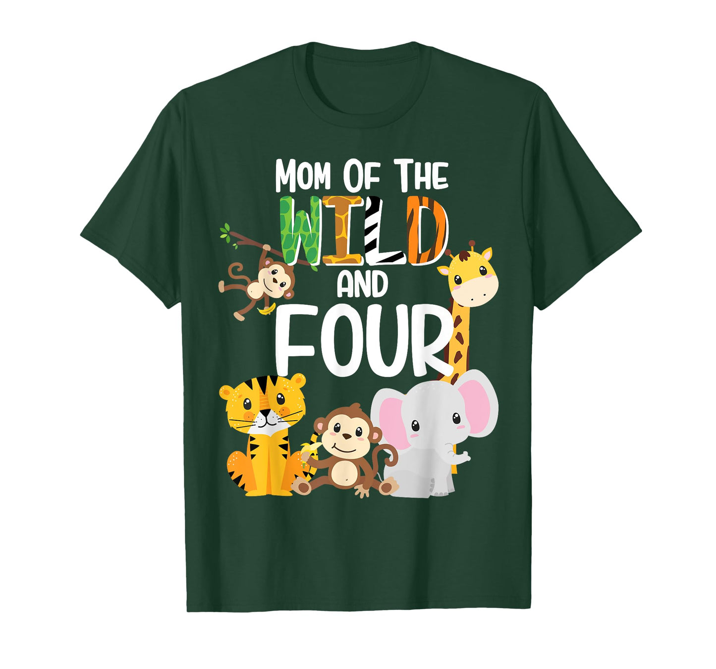 Mom of the Wild and Four Zoo Theme Birthday Safari Jungle T-Shirt