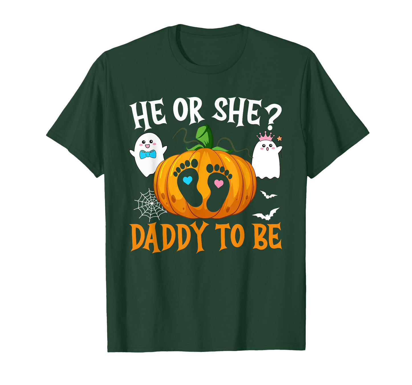 Halloween Gender Reveal He or She Daddy To Be Pumpkin T-Shirt