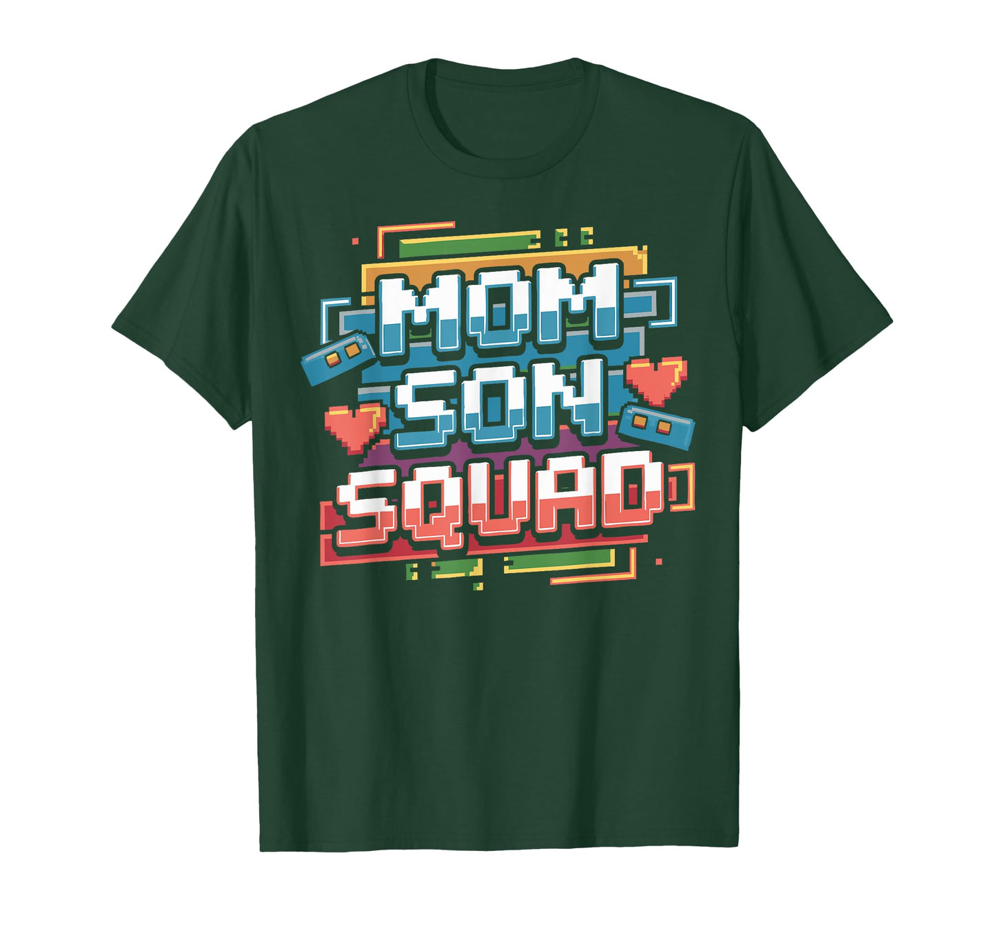 Mom Son Squad Mothers Day Gaming Retro Pixel Art Boy T-Shirt