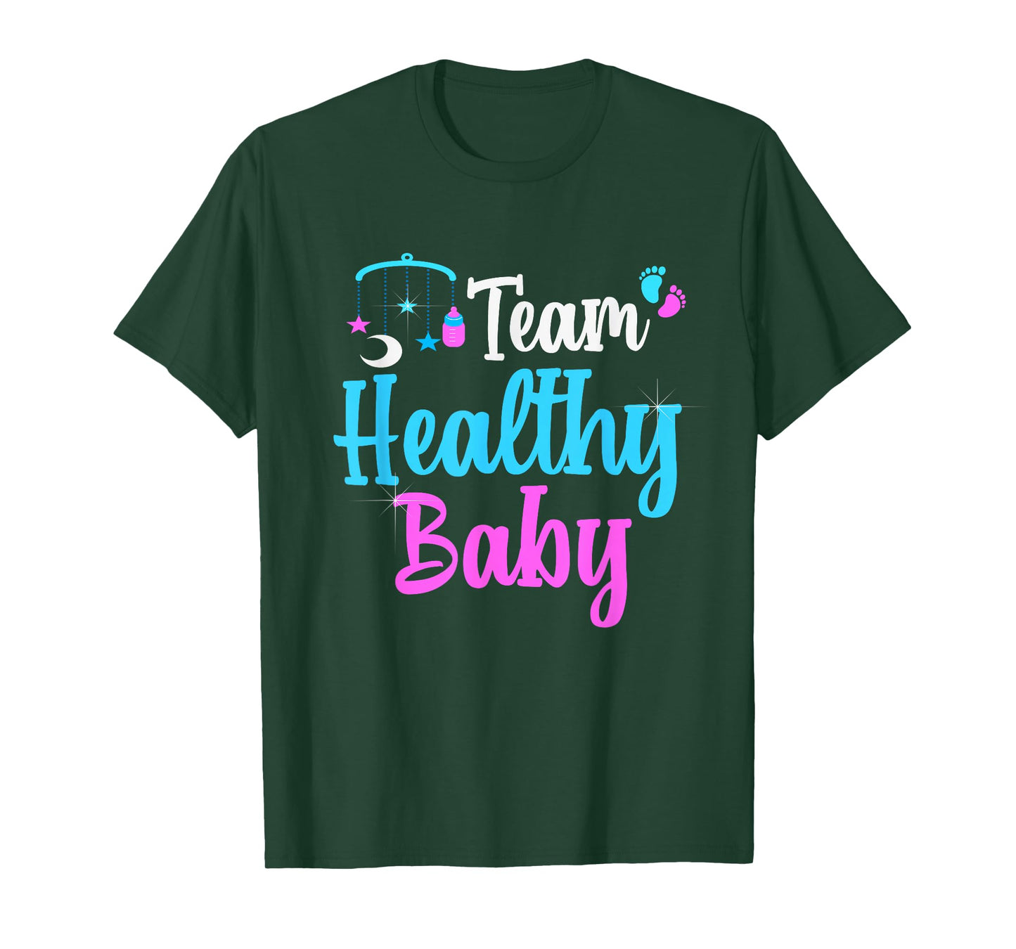 Gender Reveal Team Healthy Baby Party Supplies Pink Blue T-Shirt
