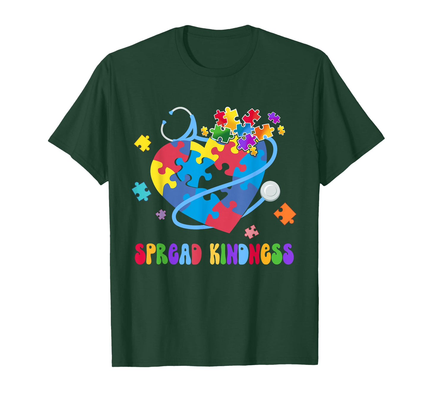 Spread Kindness Autism Awareness Stethoscope Heart Nurse T-Shirt