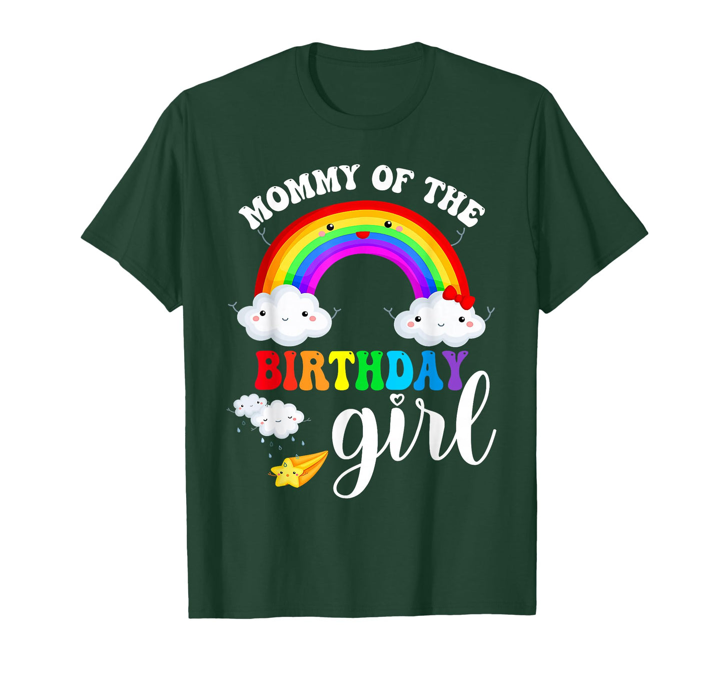 Mommy of The Birthday Girl Rainbow B-Day Matching Family T-Shirt