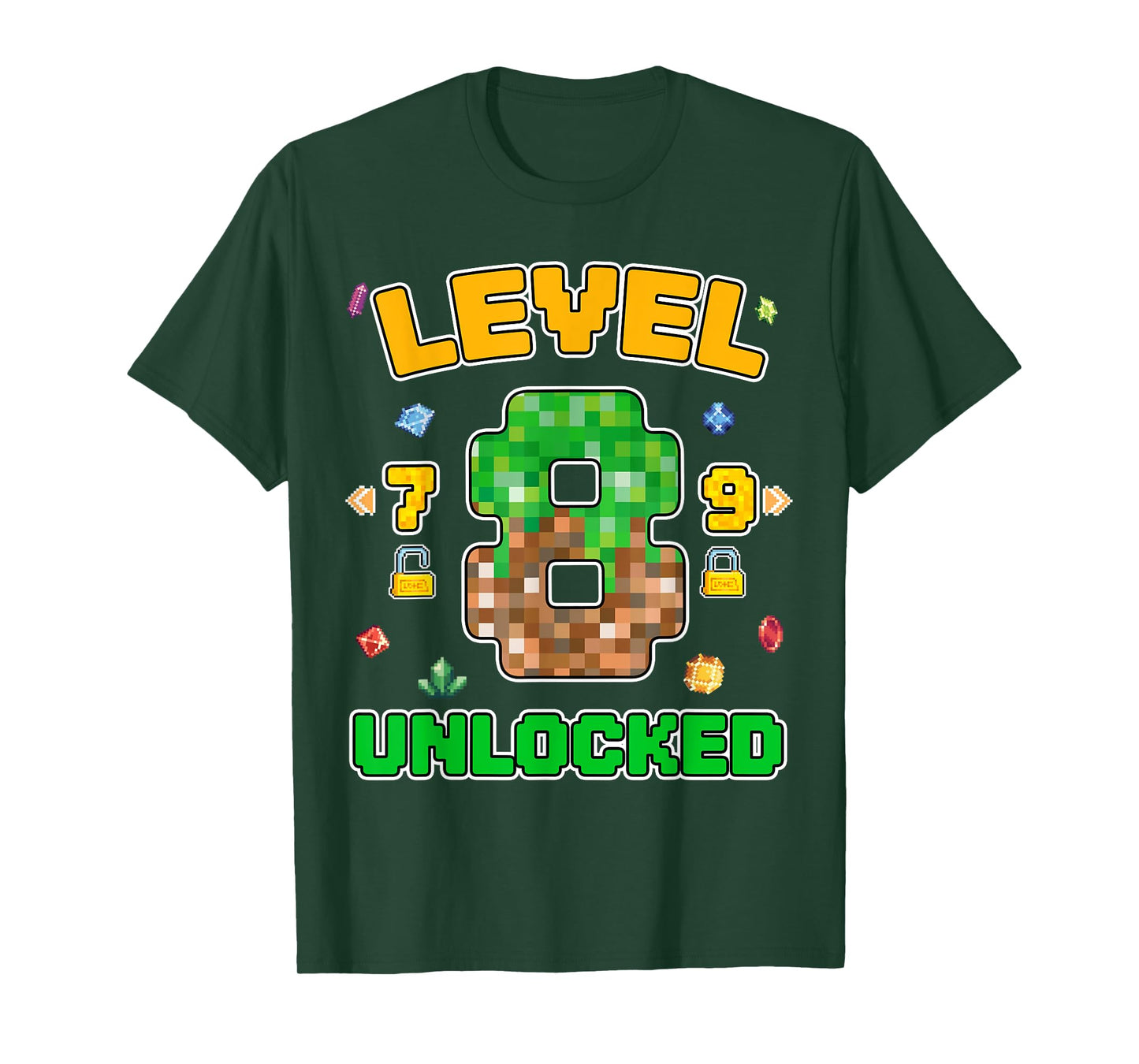 Funny 8 Year Old Birthday Boy Pixel Game 8th Bday Kids T-Shirt
