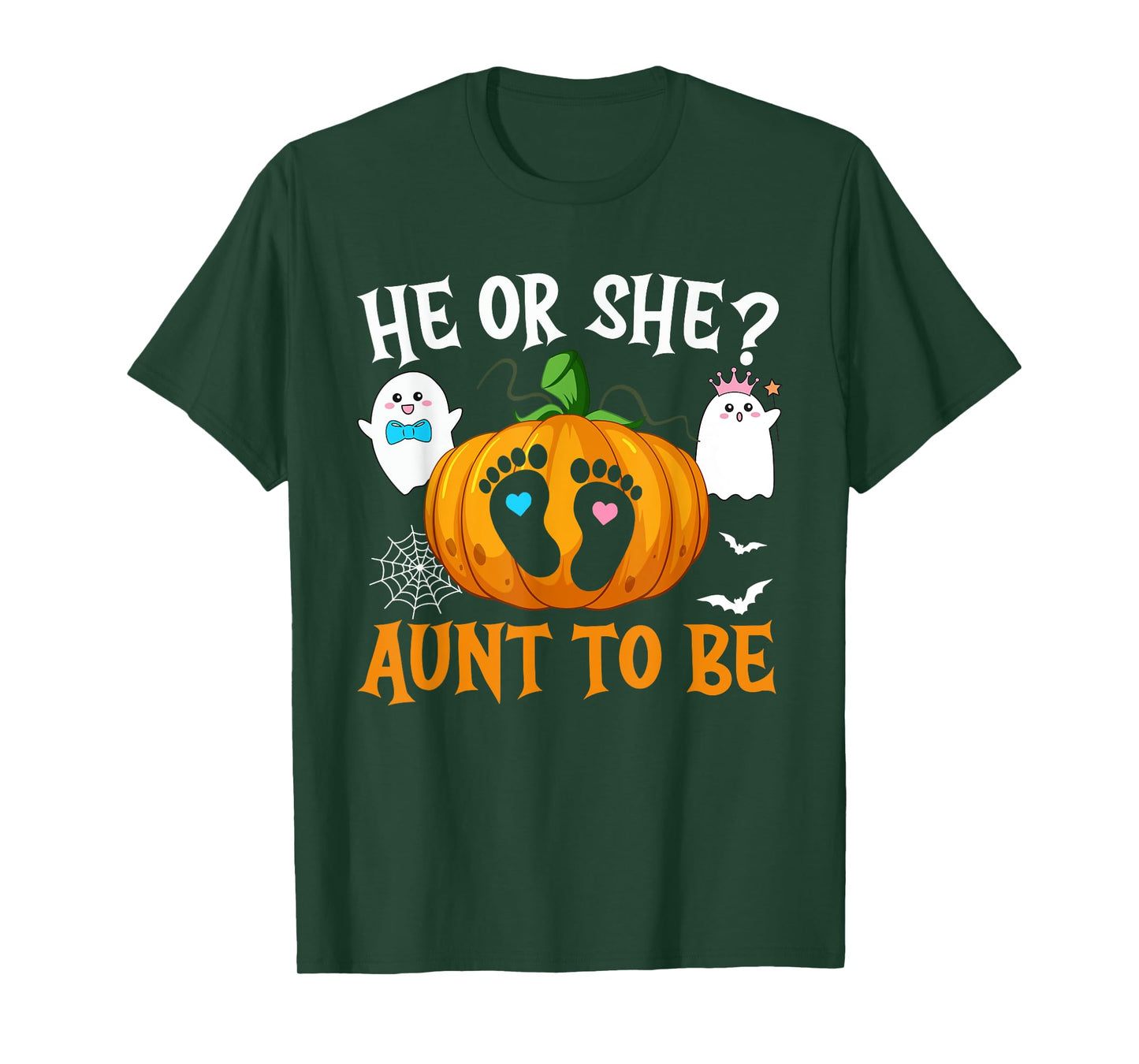 Halloween Gender Reveal He or She Aunt To Be Pumpkin T-Shirt