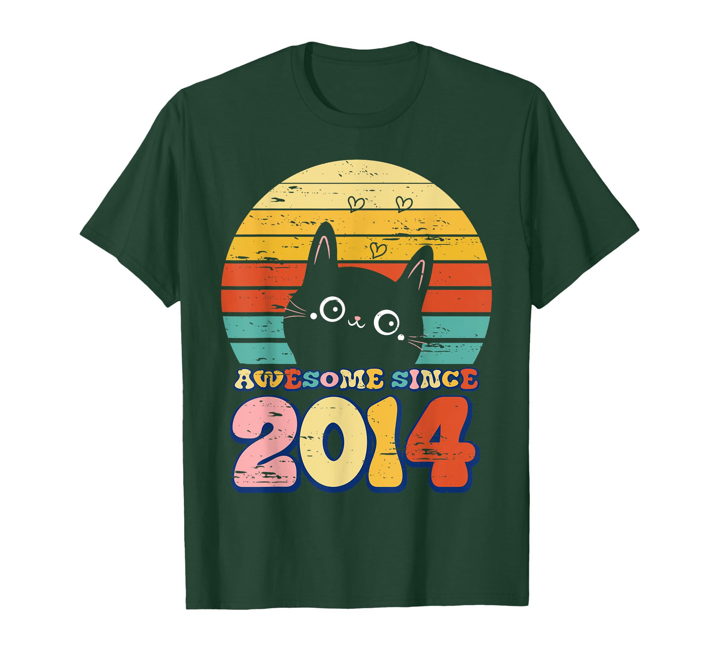 Awesome Since 2014 Tee Cat For Girl Boy Its My 11th Birthday T-Shirt