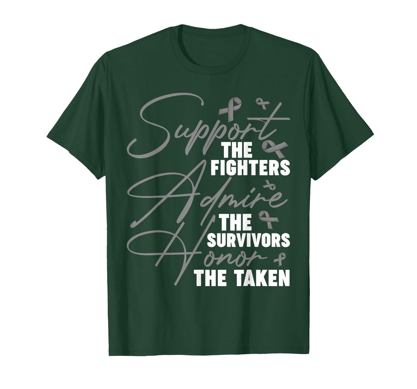 Support The Fighters Brain Cancer Awareness Day Gray Ribbon T-Shirt
