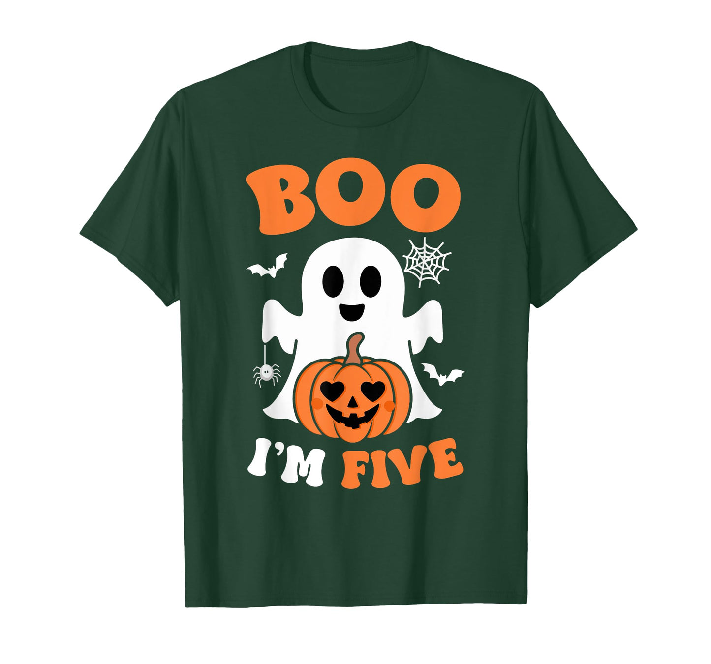 Ghost Boo I'm Five Year 5th Birthday Boys Halloween Groovy T-Shirt