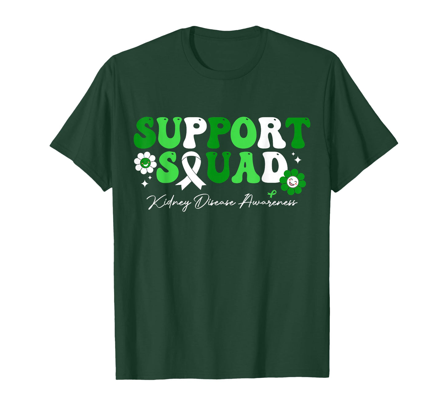 Groovy Support Squad Kidney Disease Awareness Green Ribbon T-Shirt