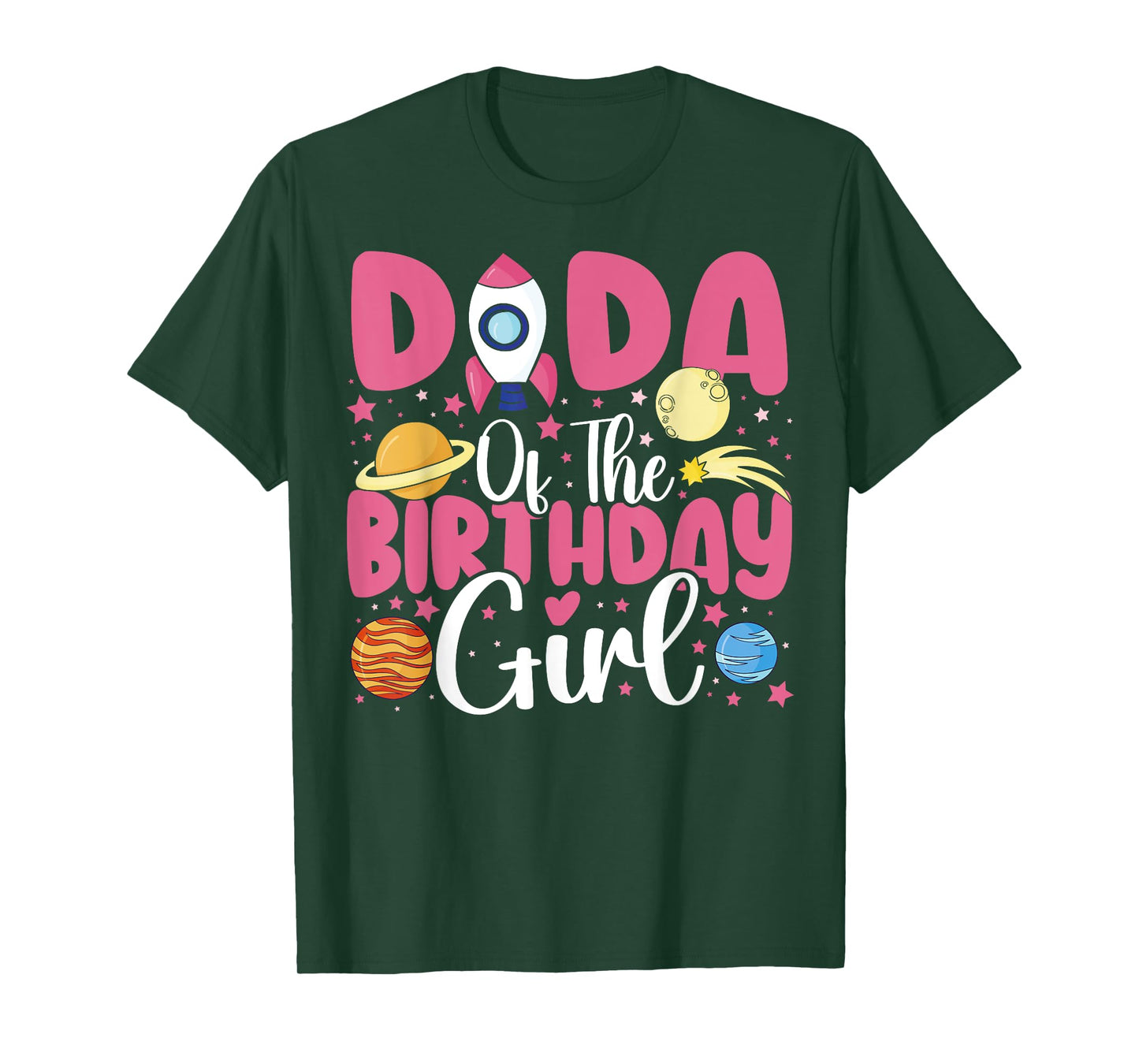 Two The Moon Dada Of the Birthday Girl Astronaut Family T-Shirt