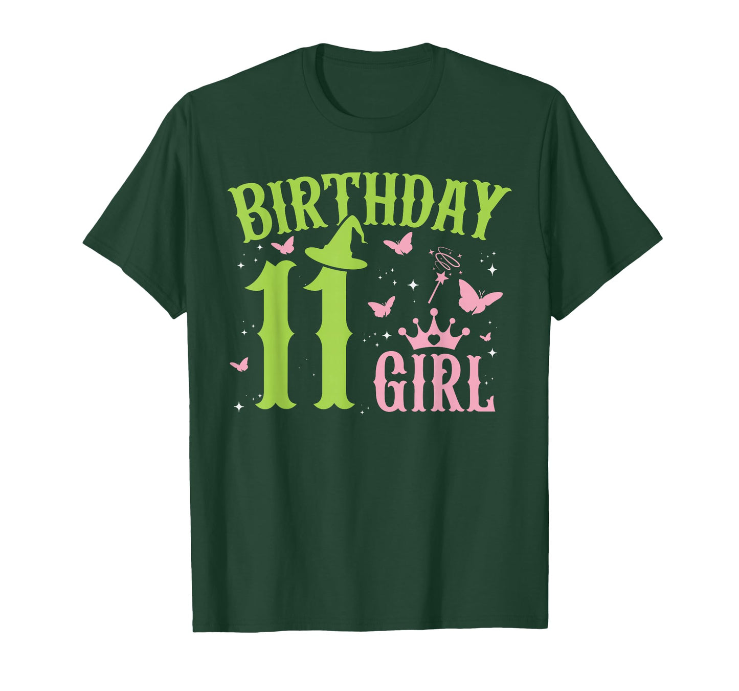 Green Pink Theme 11 Year Old Birthday Girl Witch Party Bday T-Shirt