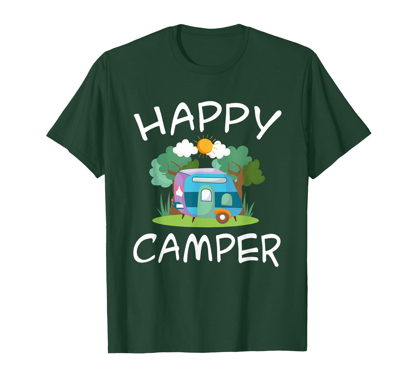 Kids Camping Shirt Trailer Camper Tee Happy Camping T-Shirt