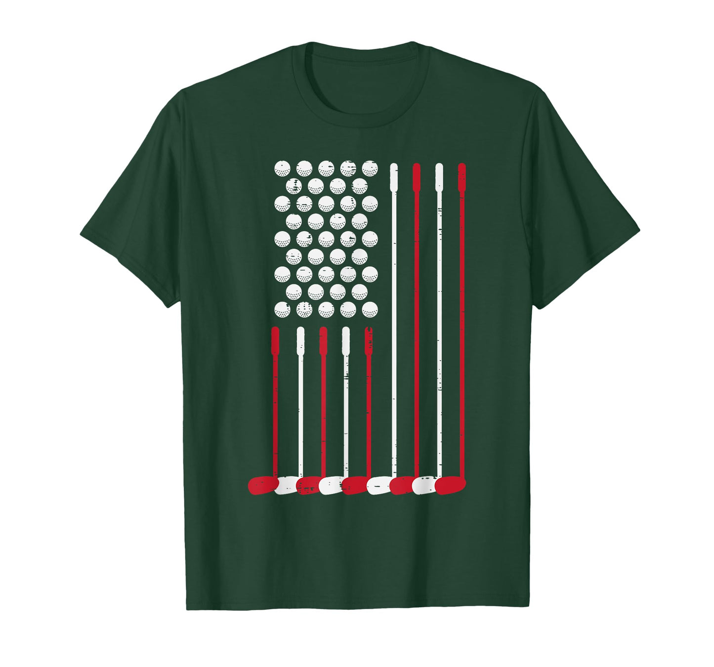 Golf Balls Clubs US Flag 4th July Patriotic Golfer Dad Men T-Shirt