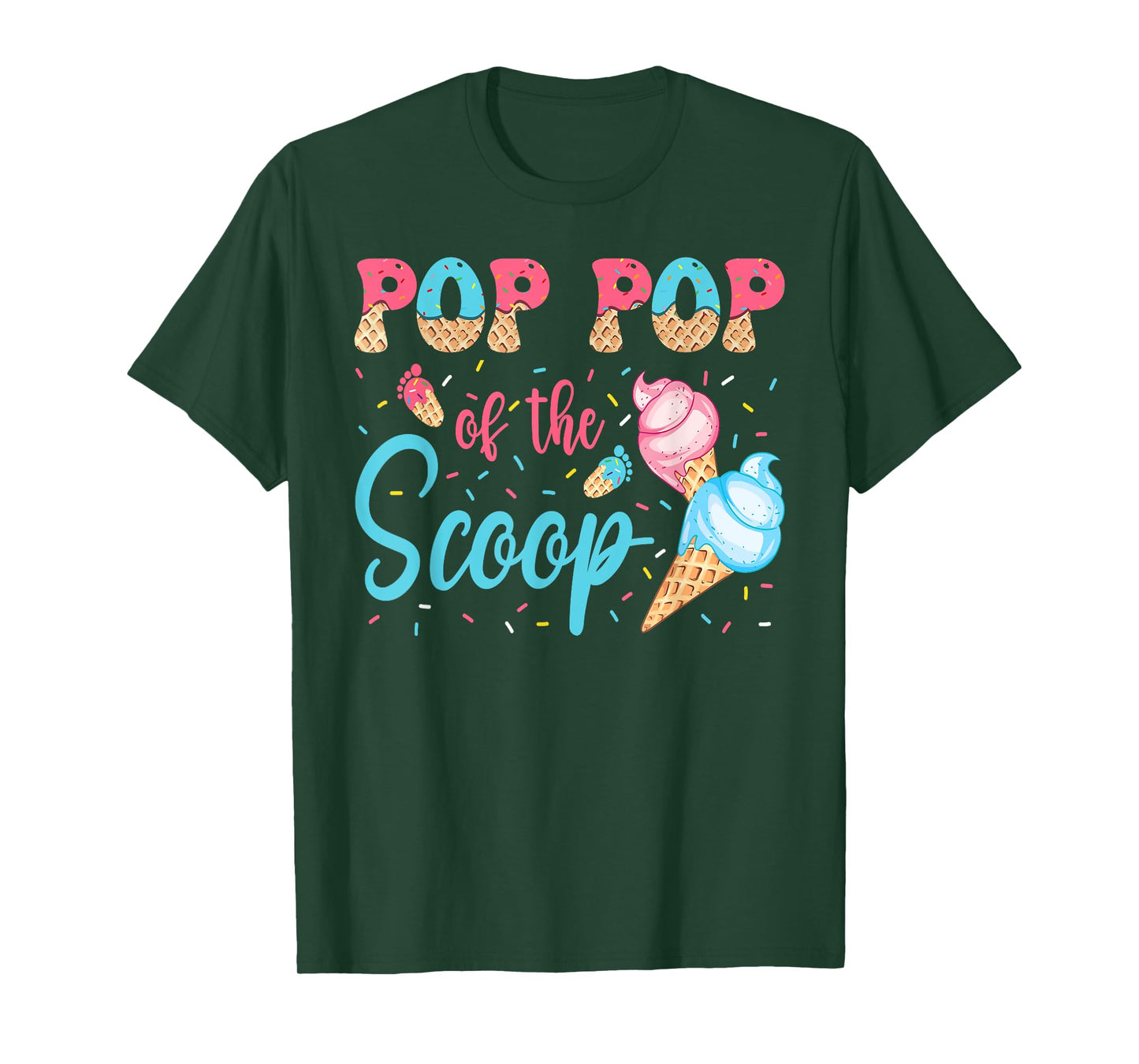 Pop Pop Of The Scoop Ice Cream Gender Reveal Baby Shower T-Shirt
