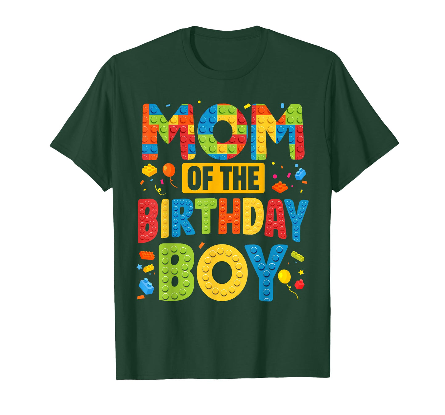 Mom Of The Birthday Boy Shirt Building Block Birthday Party T-Shirt