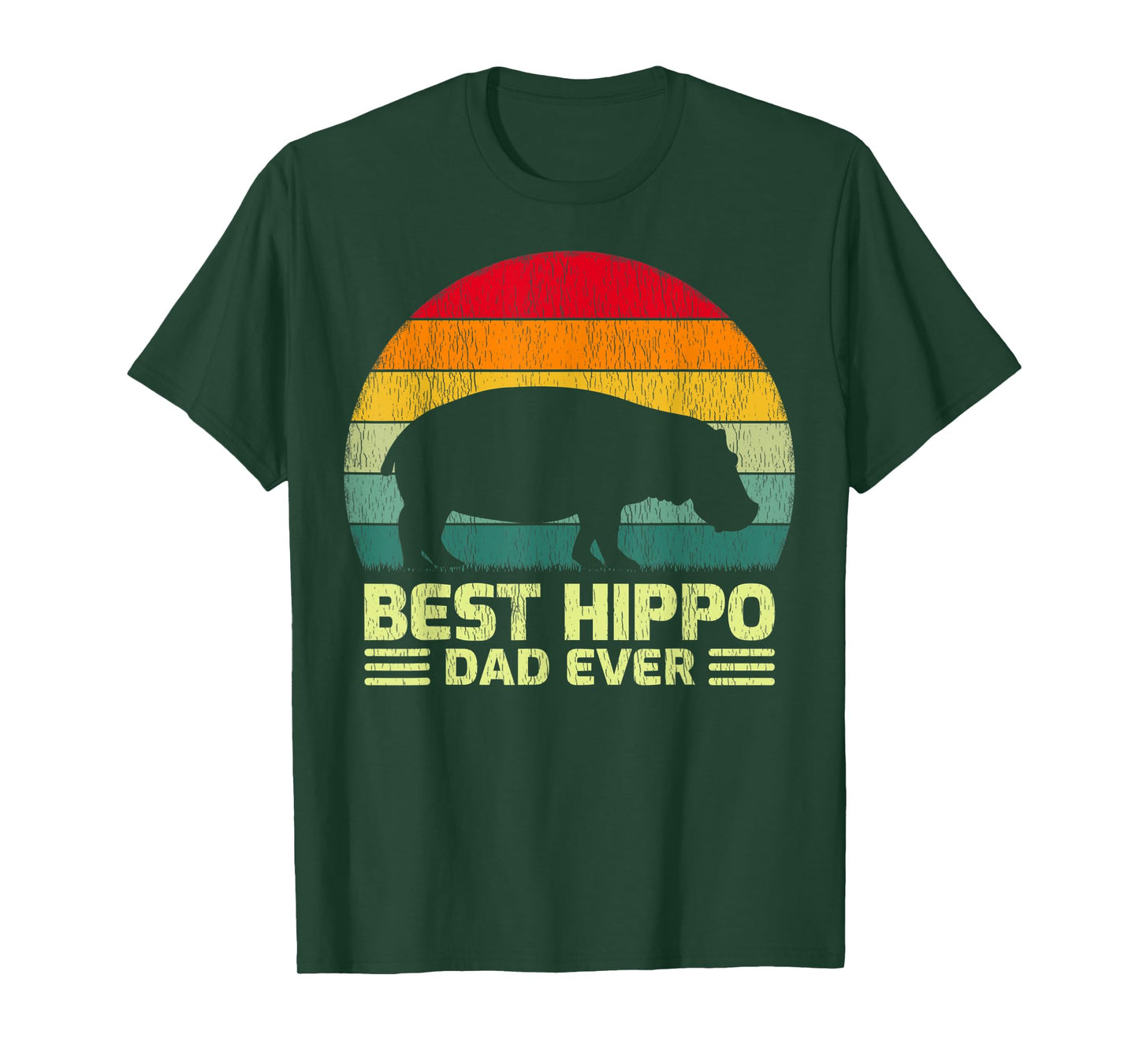 Mens Funny Vintage Best Hippo Dad Ever Father's Day T-Shirt