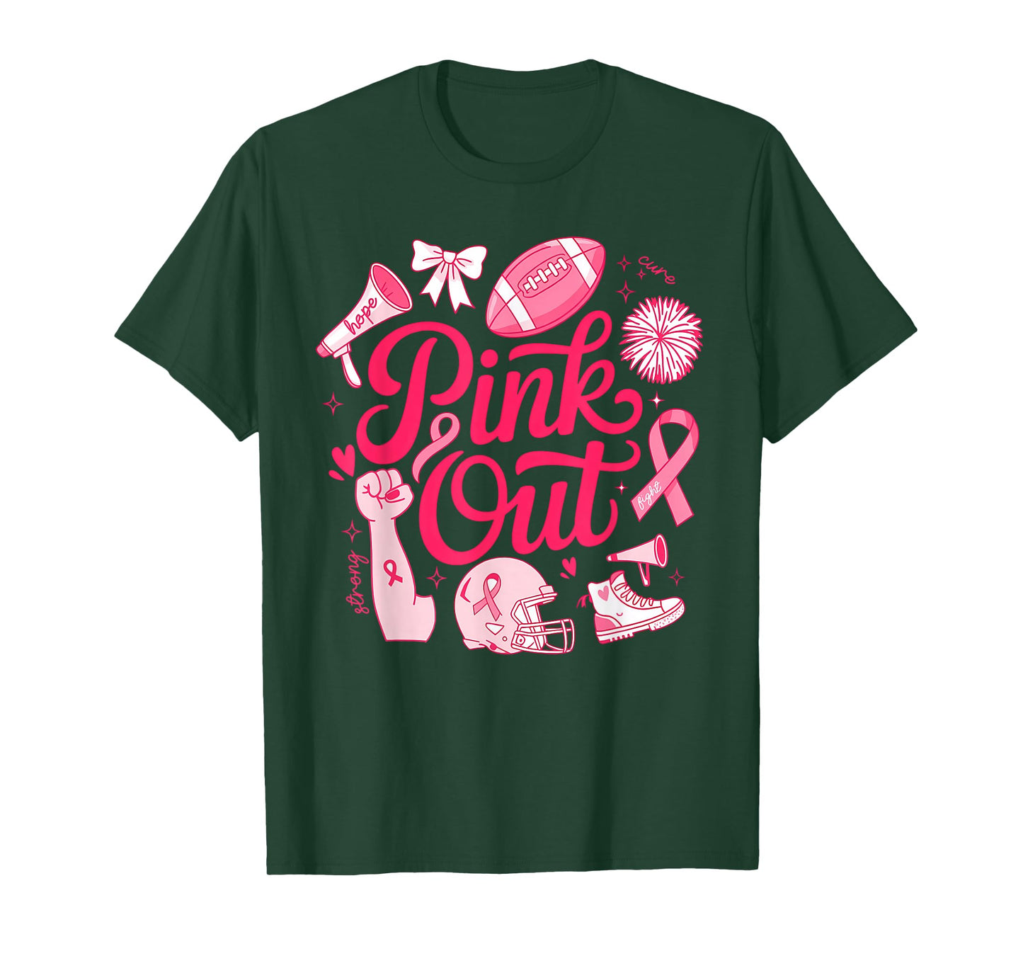 Pink Out Shirt Men Boy Kids Football Breast Cancer Awareness T-Shirt