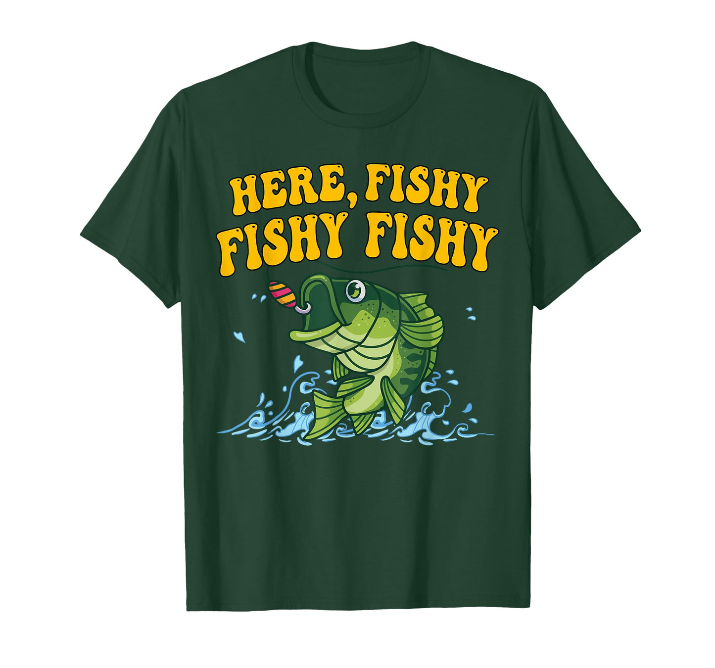 Kids Here-Fishy Fishing Boy Youth Toddler Bass Fish Graphic T-Shirt