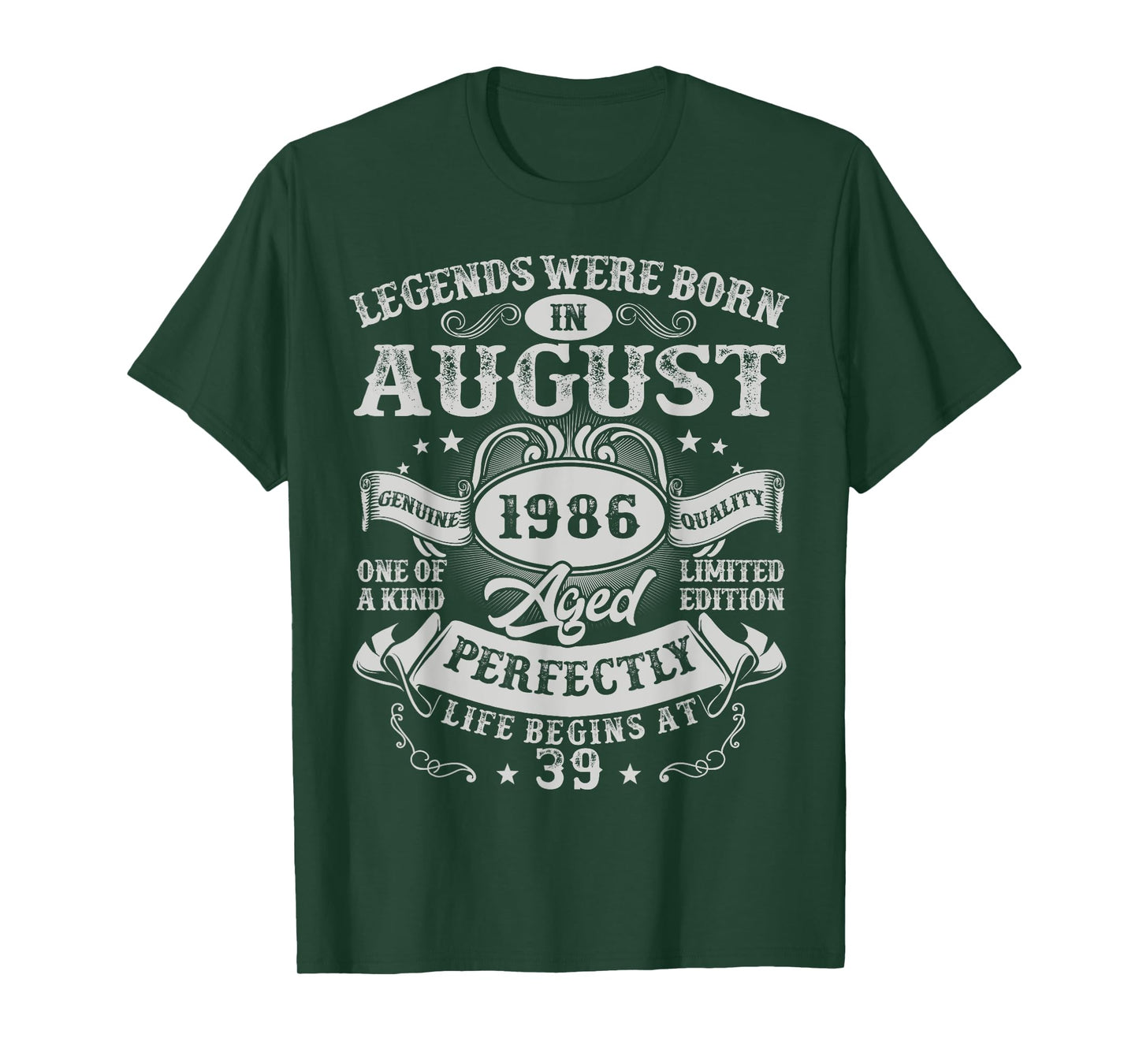 Legends Were Born in August 1986 Vintage 39th Birthday Men T-Shirt