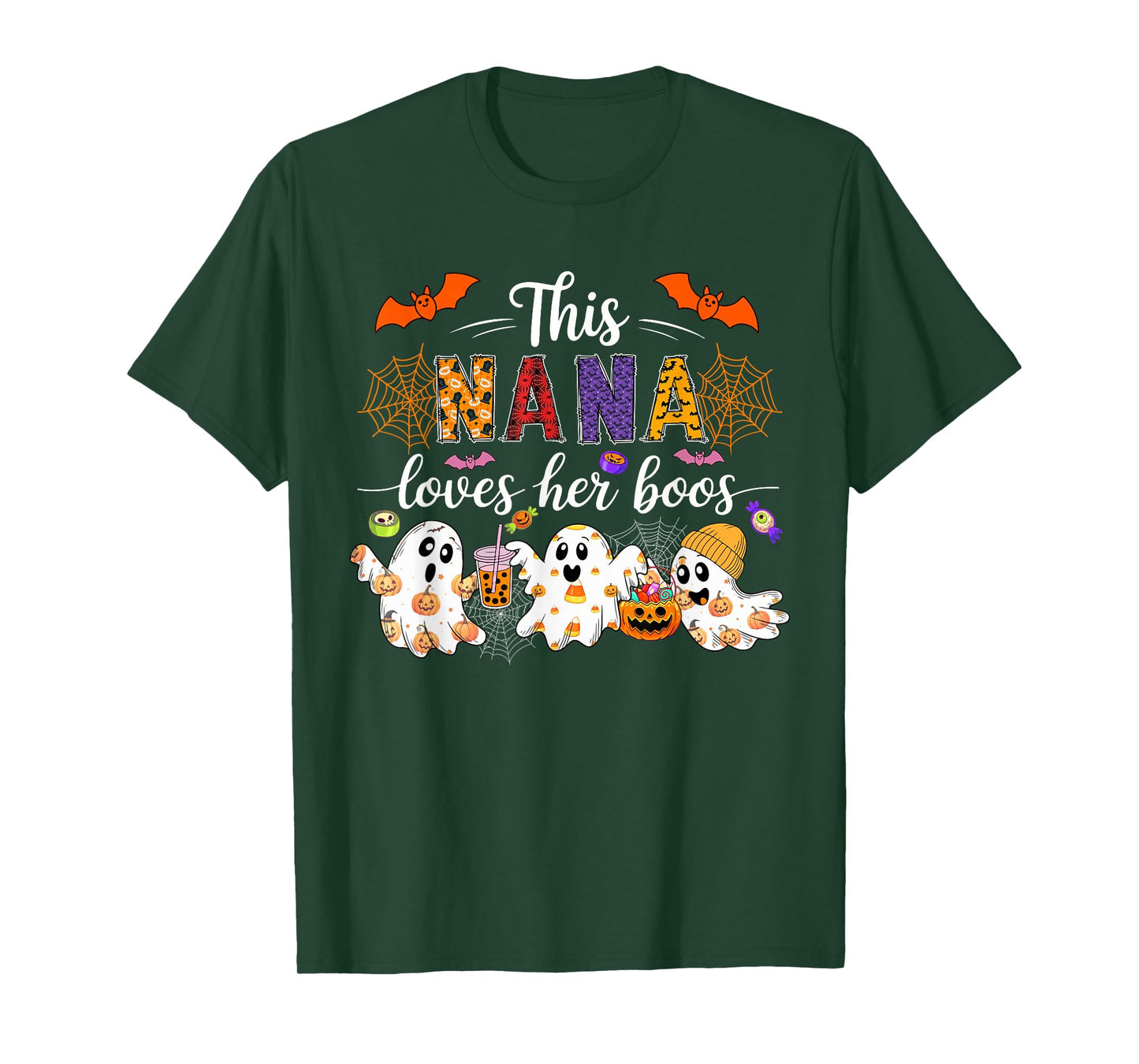 Nana Loves Her Boos Halloween Boos Lover Family Group T-Shirt
