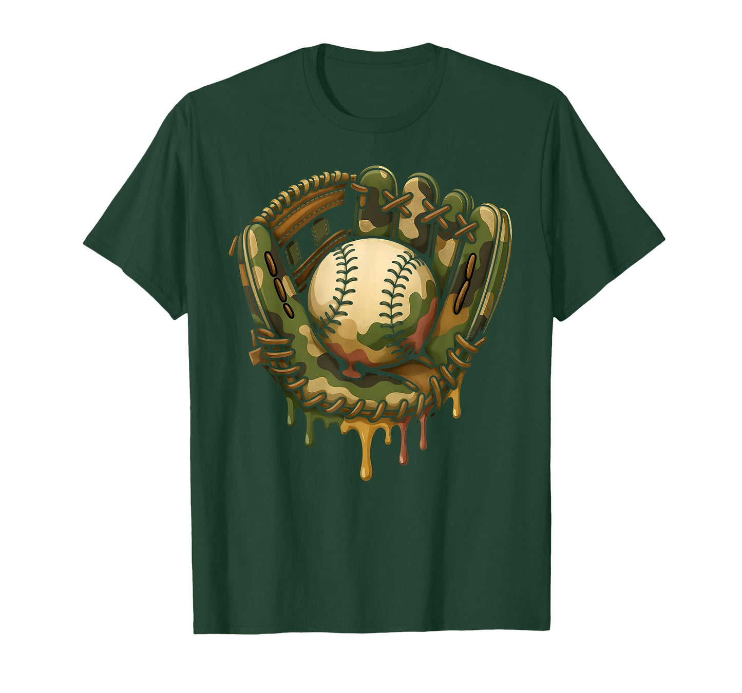 Baseball Drip Camo Baseball Glove Boys Sports Cool Game Day T-Shirt