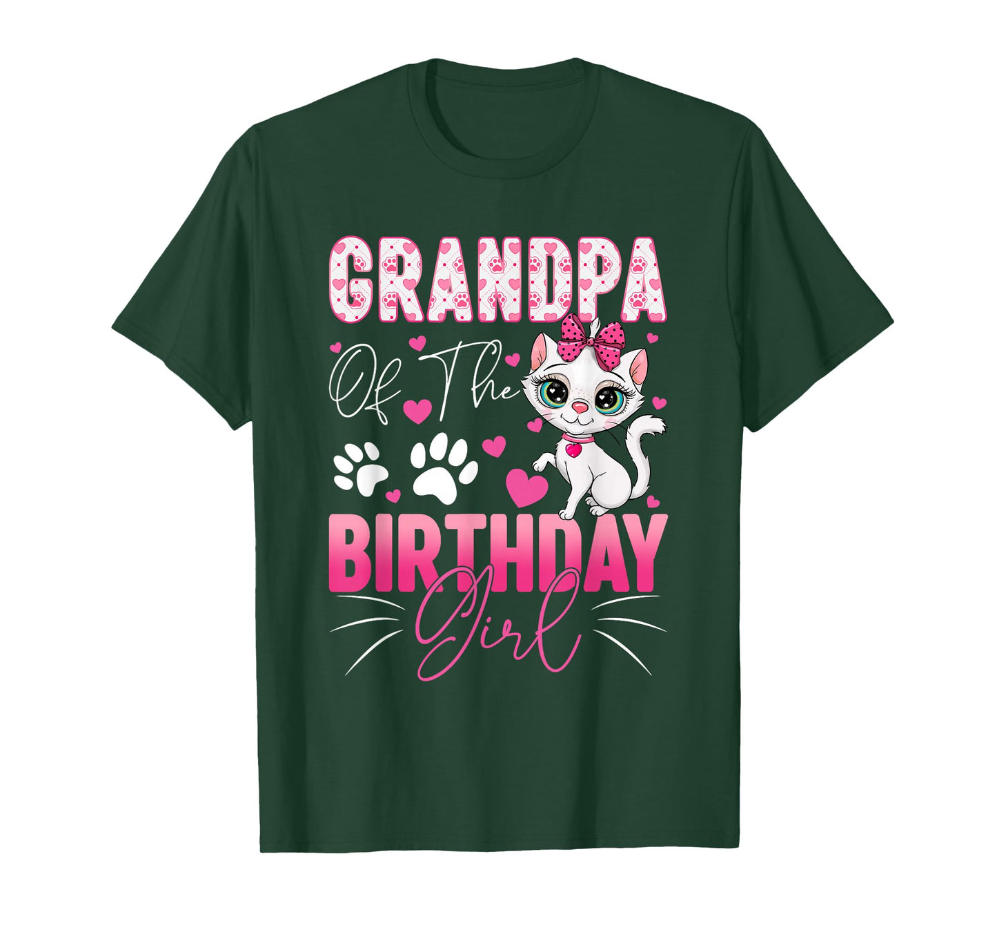 Grandpa Of The Birthday Girl Cat Kitty Family Matching T-Shirt