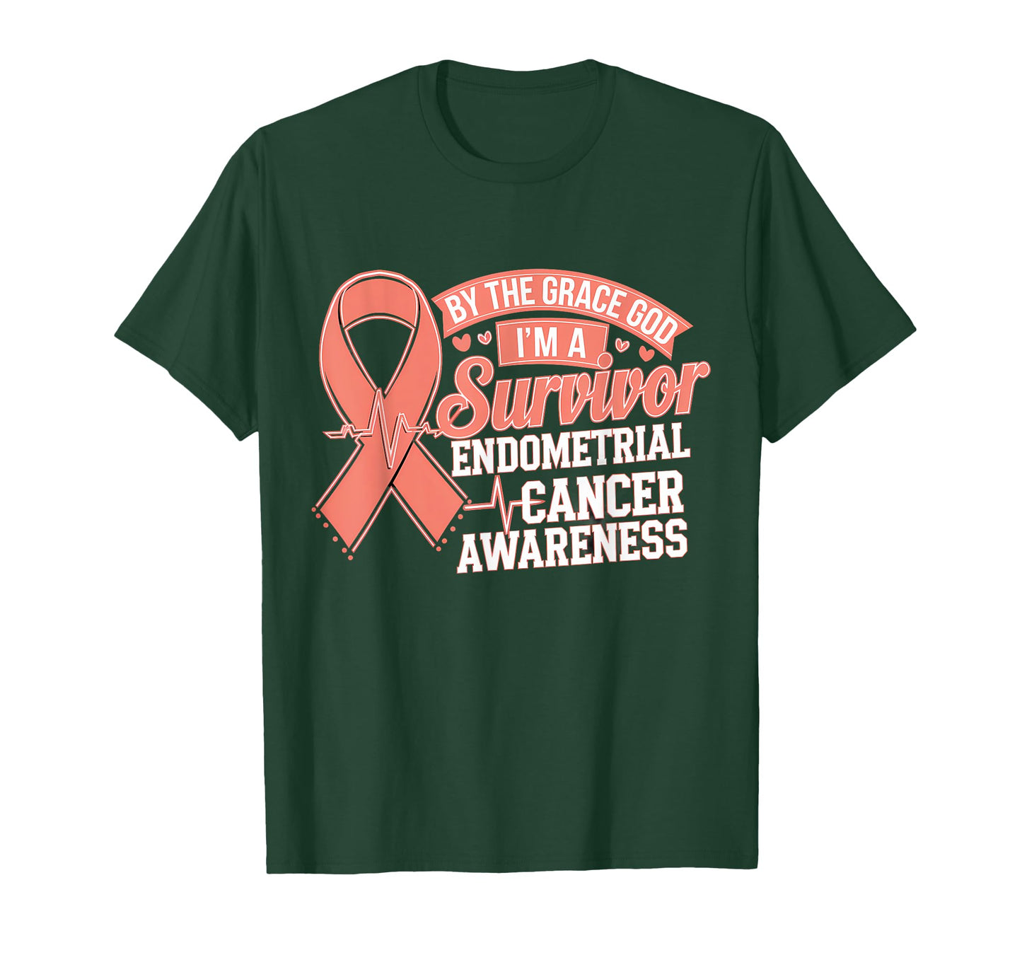 Endometrial Cancer Awareness Peach Ribbon T-Shirt