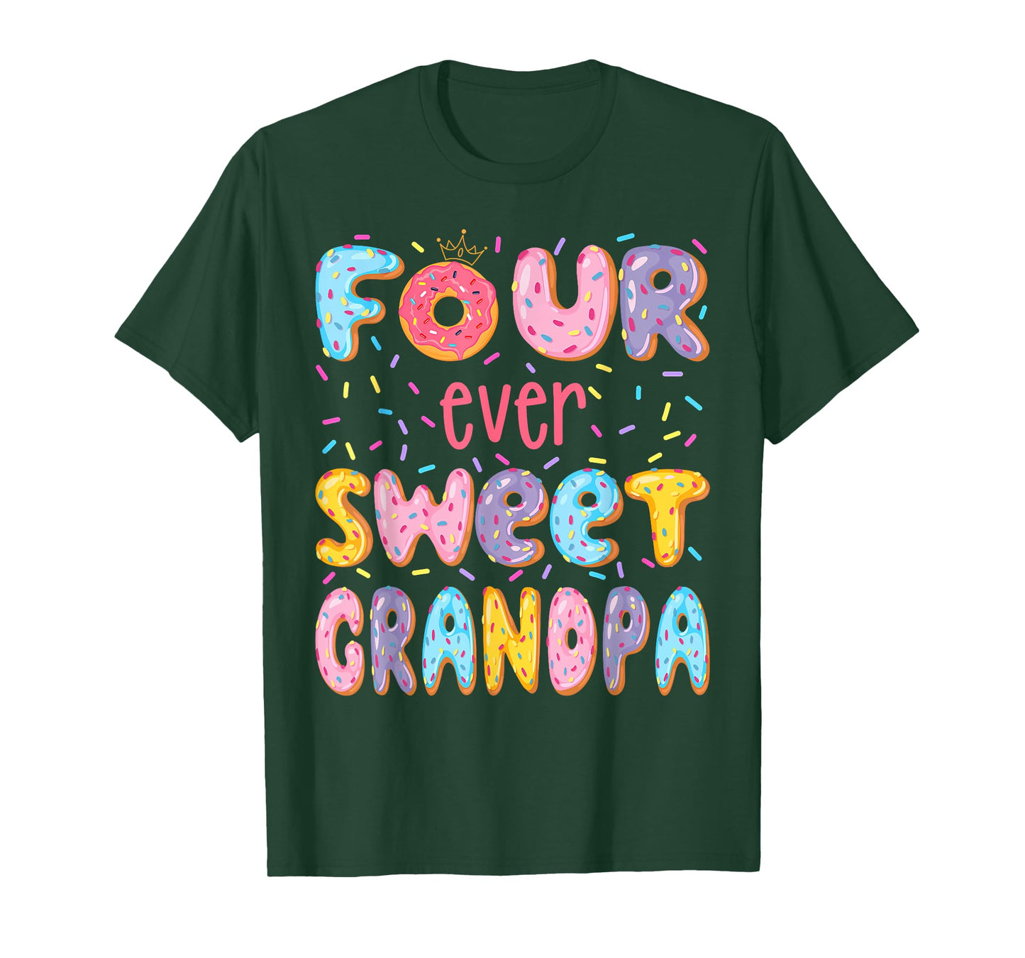 Four Ever Sweet Grandpa 4Th Birthday Girl Donut Lover T-Shirt
