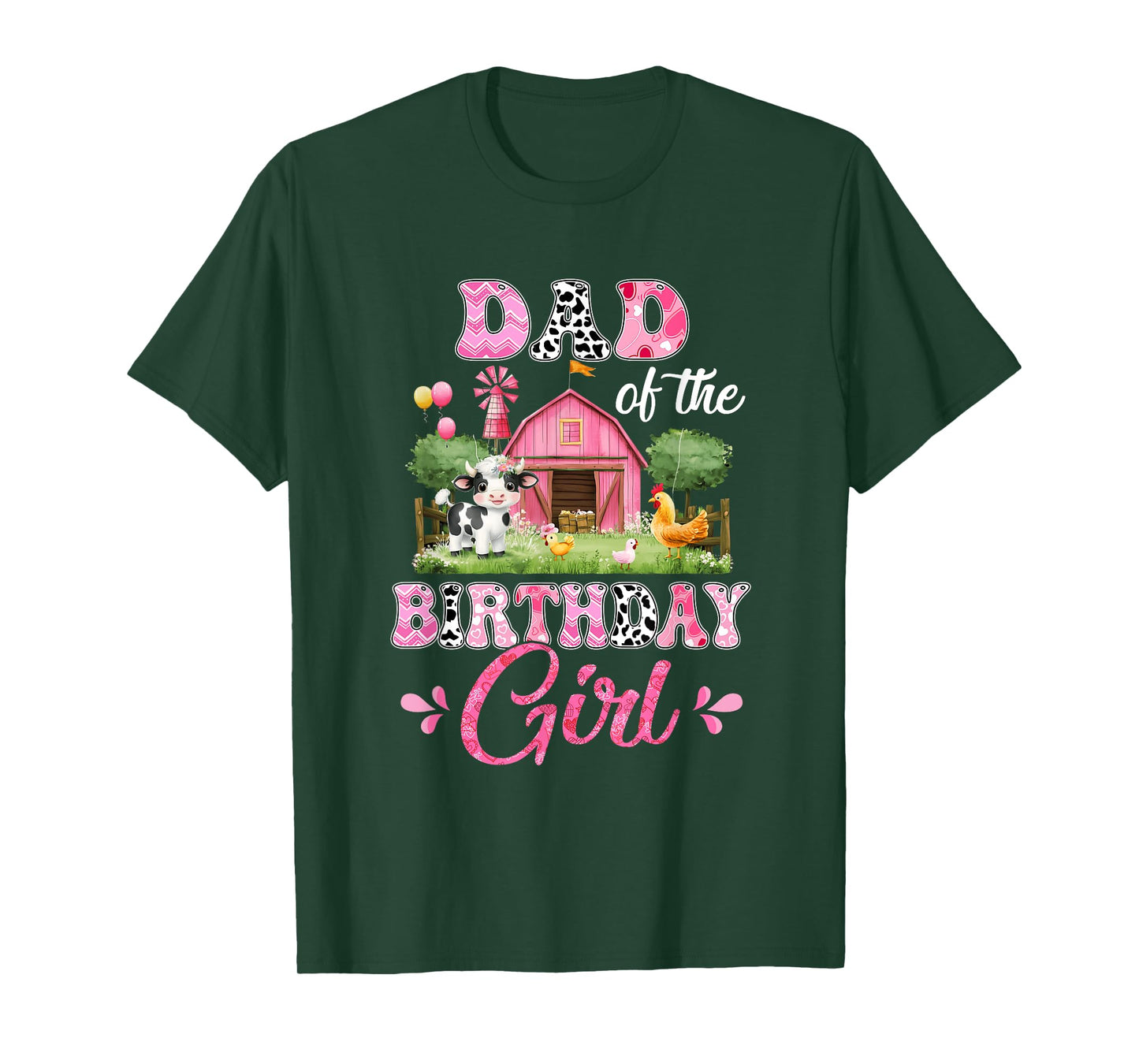 Dad Of The Birthday Girl 1St Birthday Cow Farm Family T-Shirt