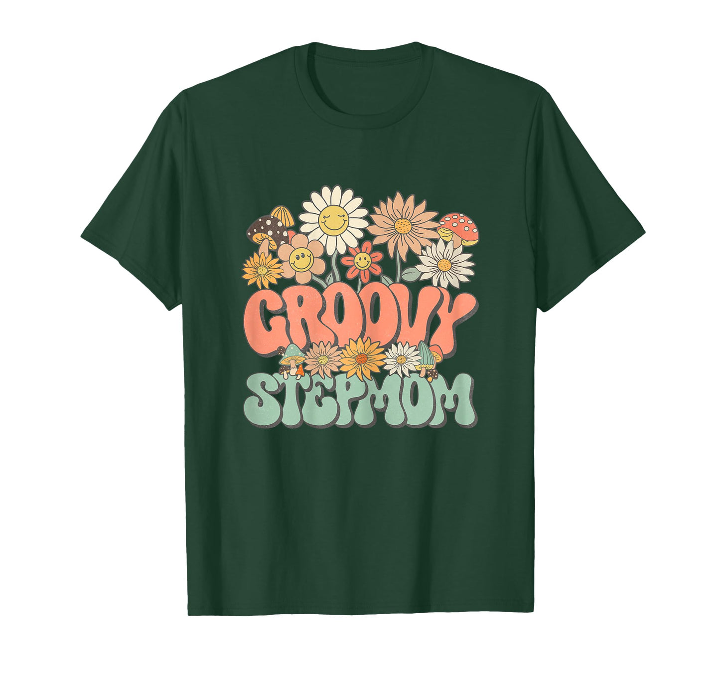 Groovy Stepmom Floral Hippie Retro Daisy Wildflower Women T-Shirt
