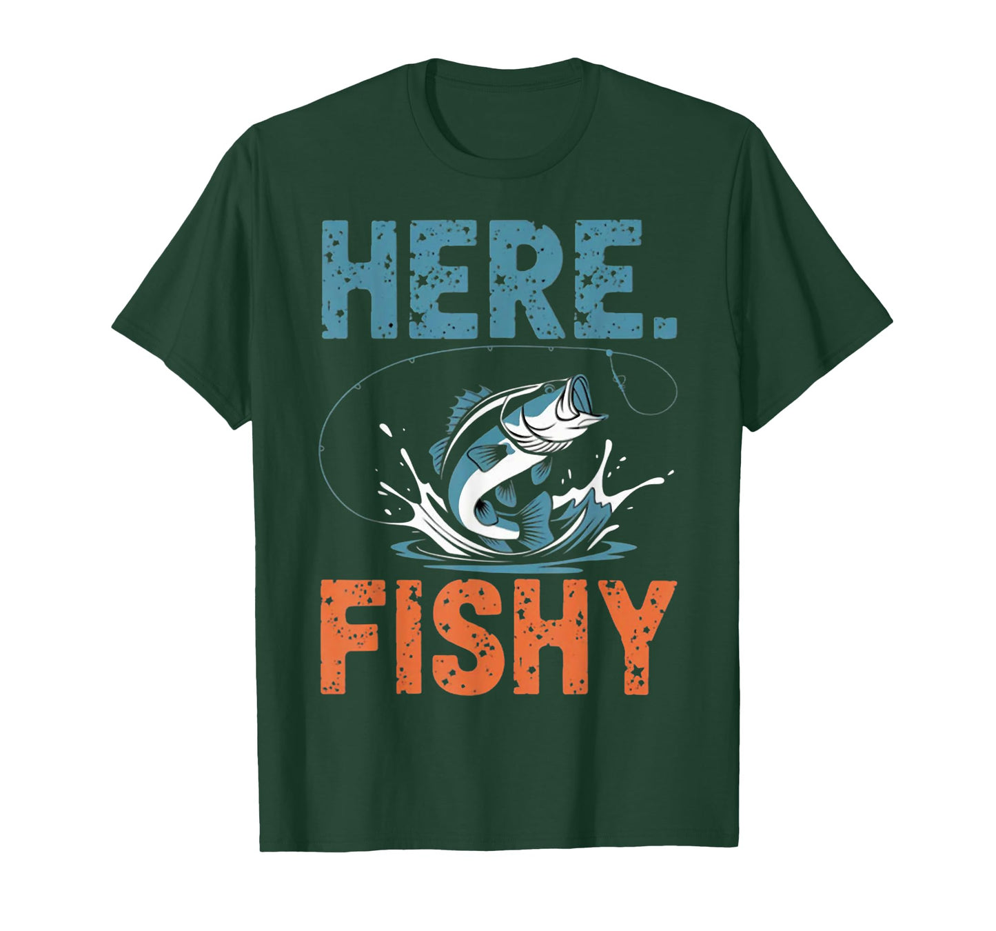 Fishing Here-Fishy Men Teen Boy Bass Dad Funny Graphic Tees T-Shirt