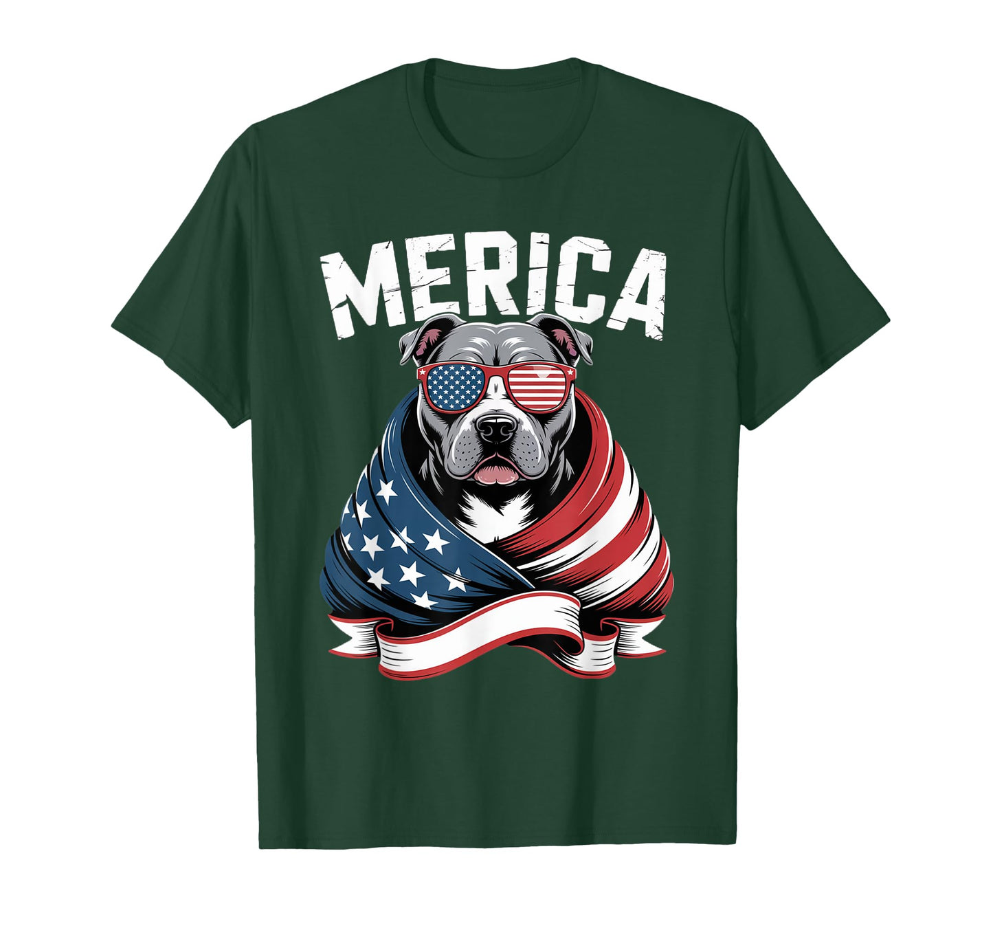 Merica Pitbull Dog Patriotic American Flag 4th Of July T-Shirt for Men Women Kids