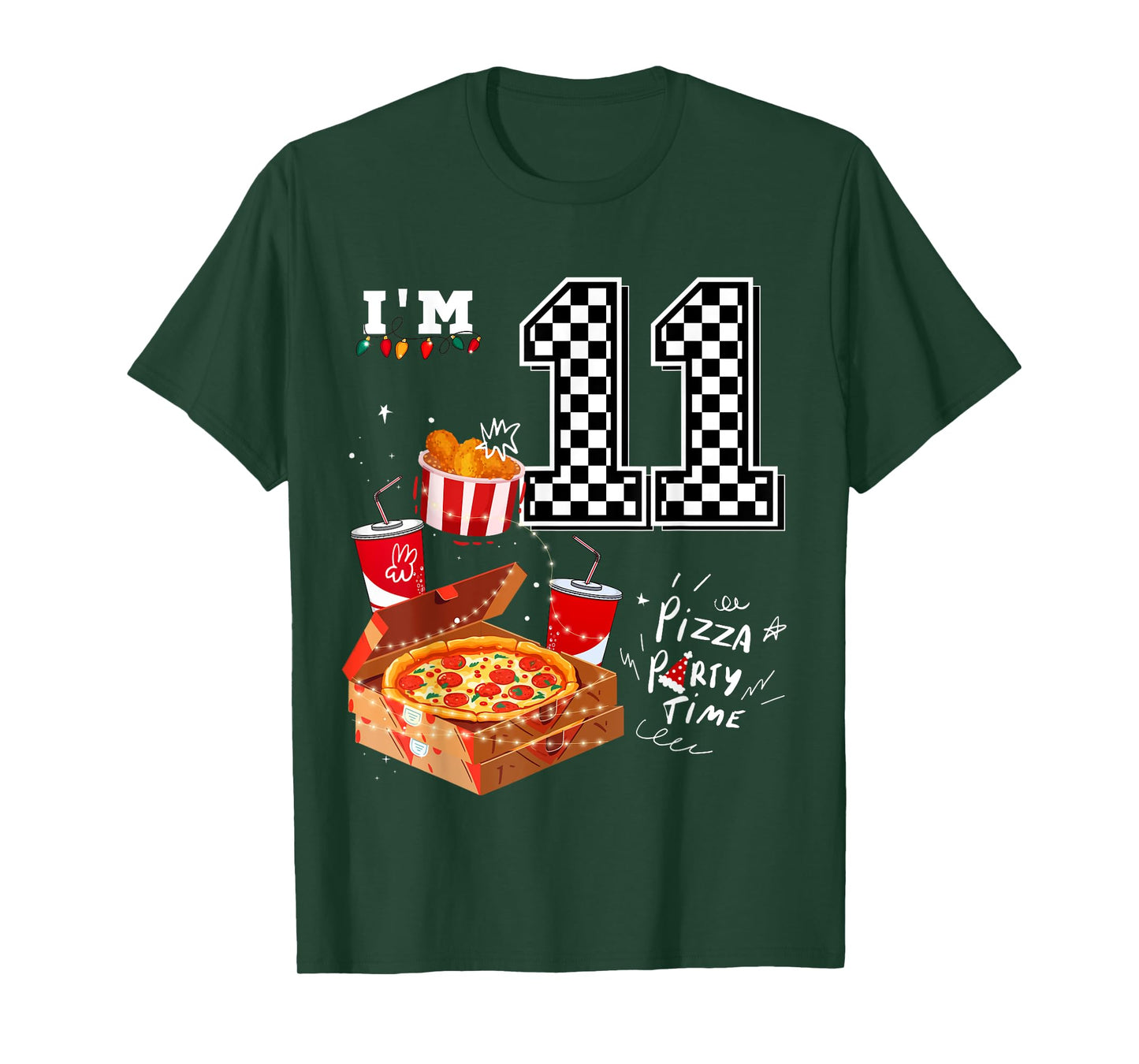 Funny Pizza Lover 11th Birthday Crew 11 Years Old Boys Match T-Shirt