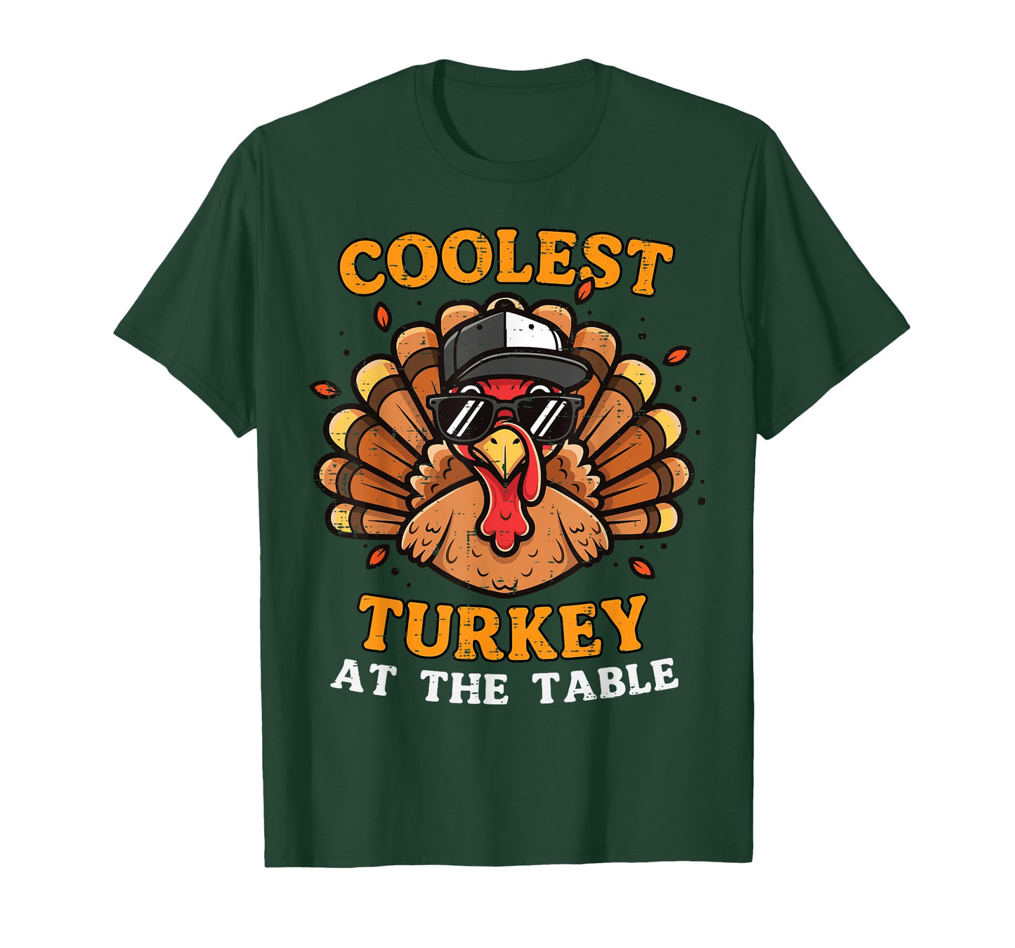 Coolest Turkey at Table Thanksgiving Fall Men Boys Kid Youth T-Shirt