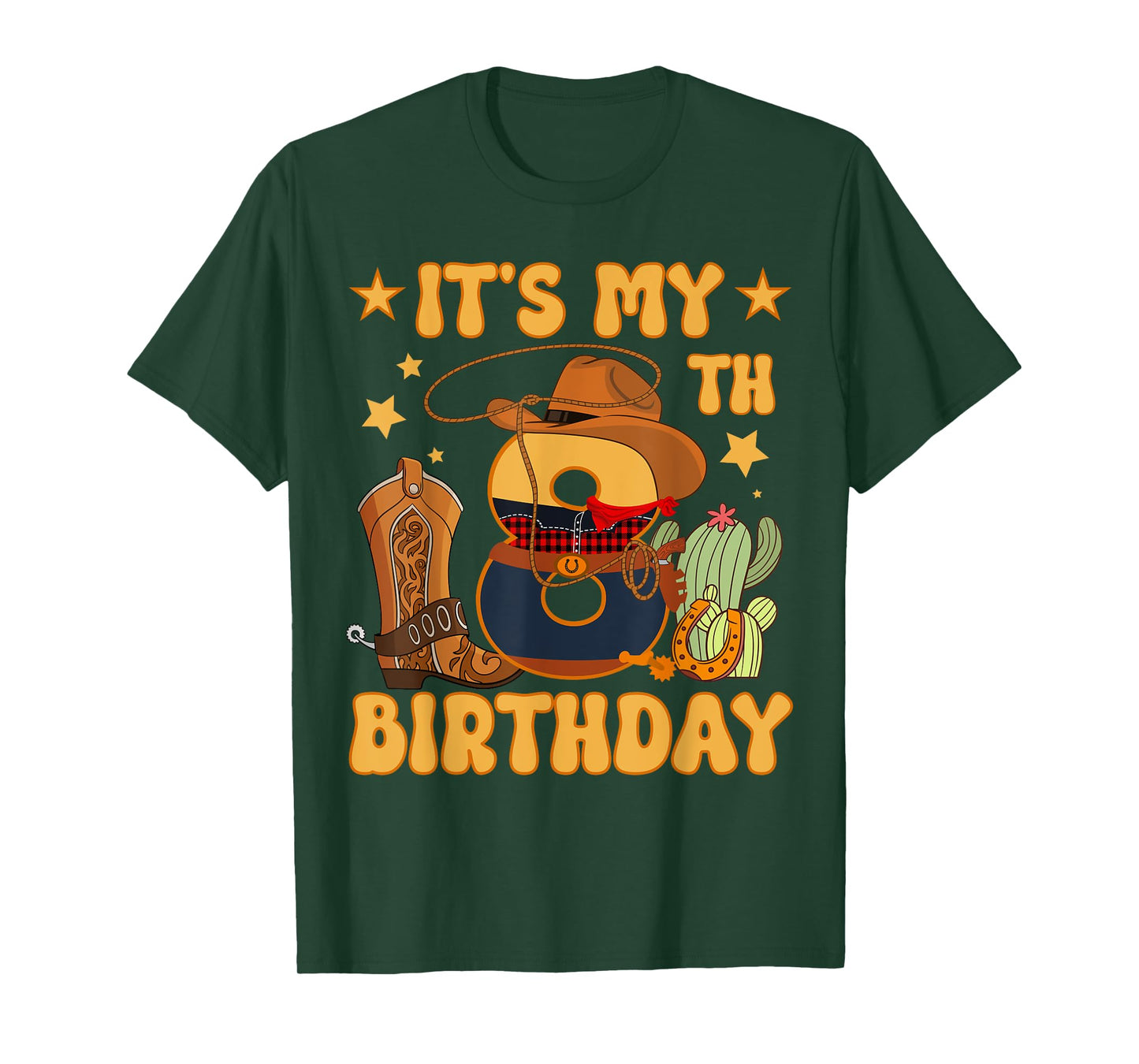 It's My 8th Birthday Cowboy Rodeo Horse 8 Year Old Bday Boy T-Shirt