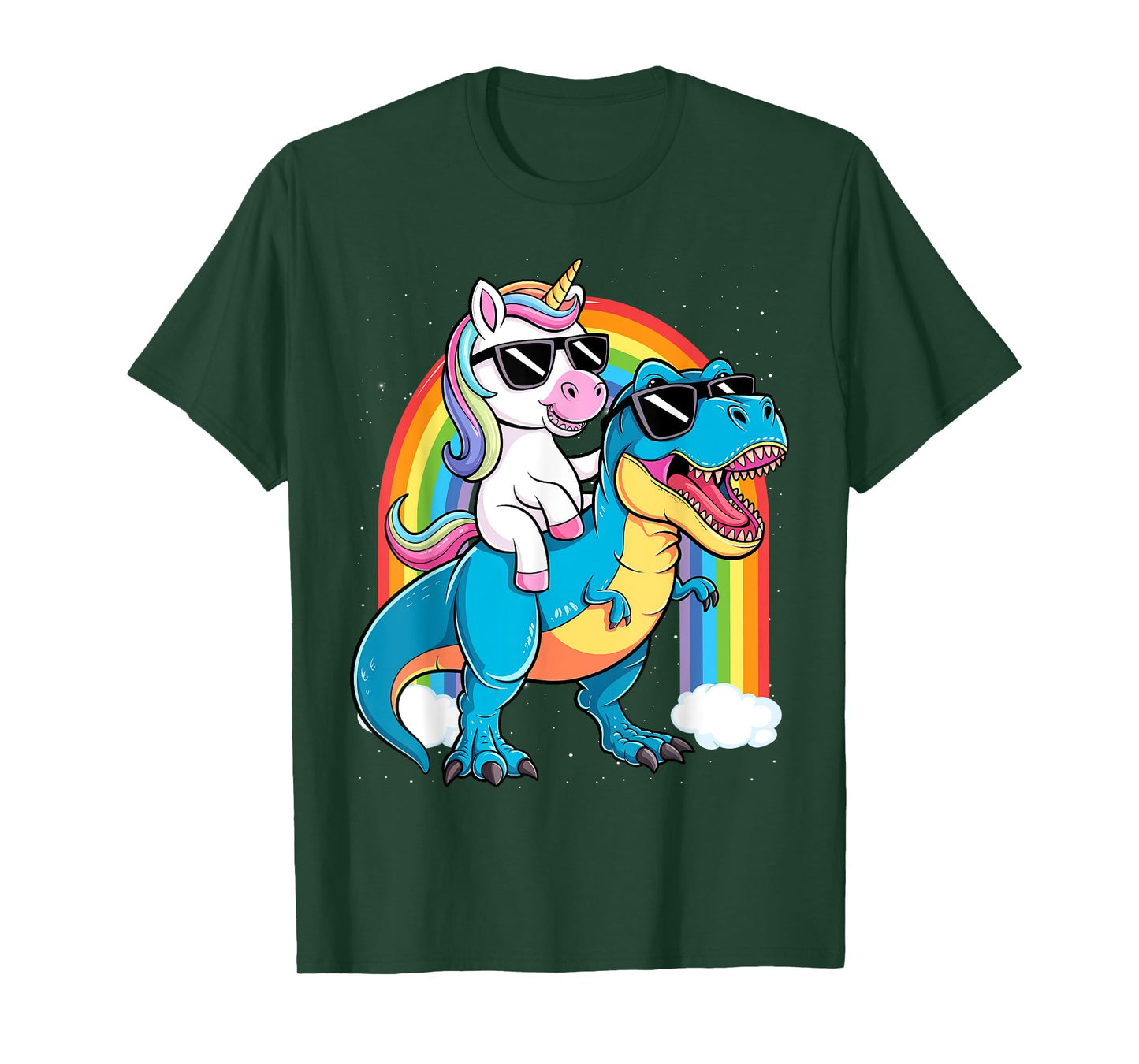 Unicorn Riding T Rex Dinosaur Boys Girls Kids Men T-Shirt