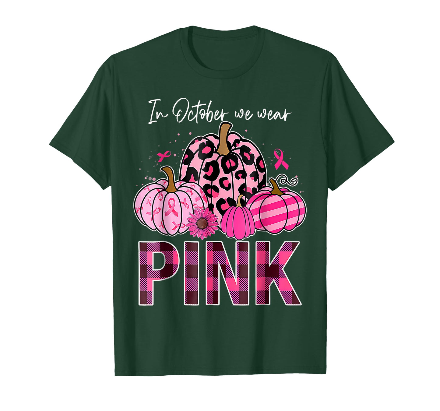 In October We Wear Pink Pumpkin Breast Cancer Awareness T-Shirt