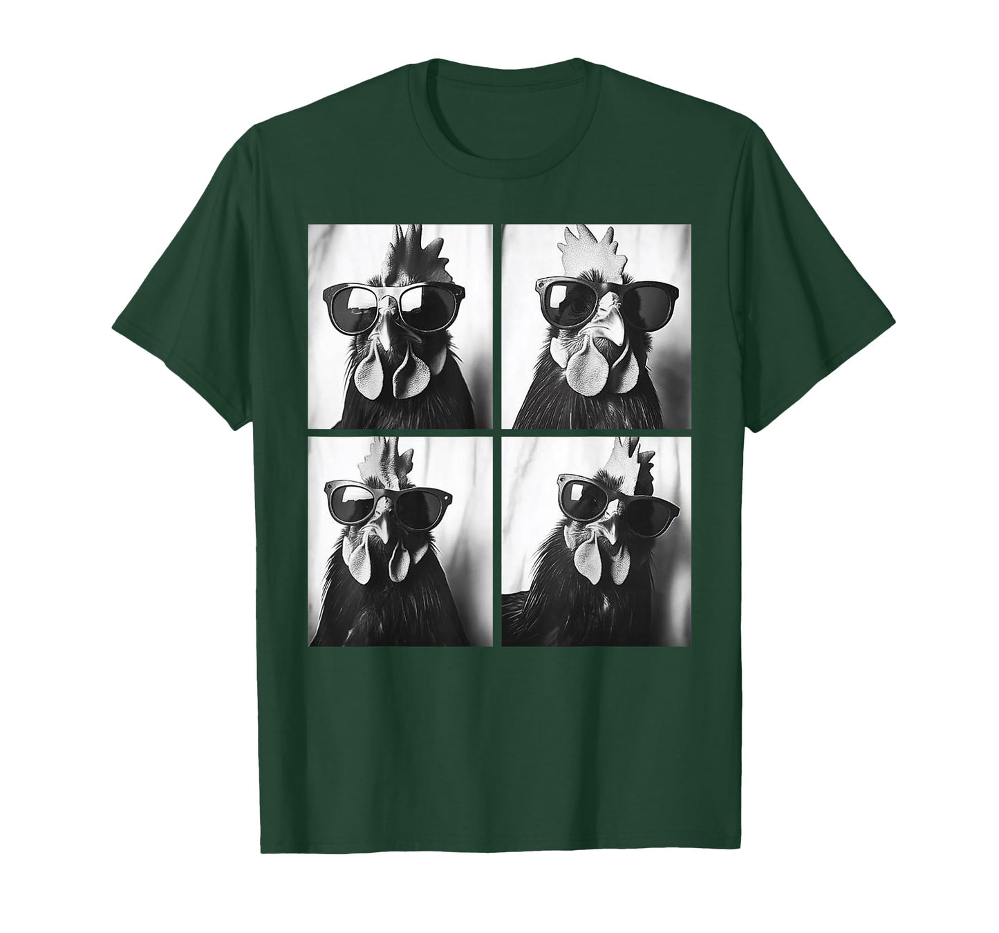Rooster Wearing Sunglasses Photobooth Selfie Farm Chicken T-Shirt