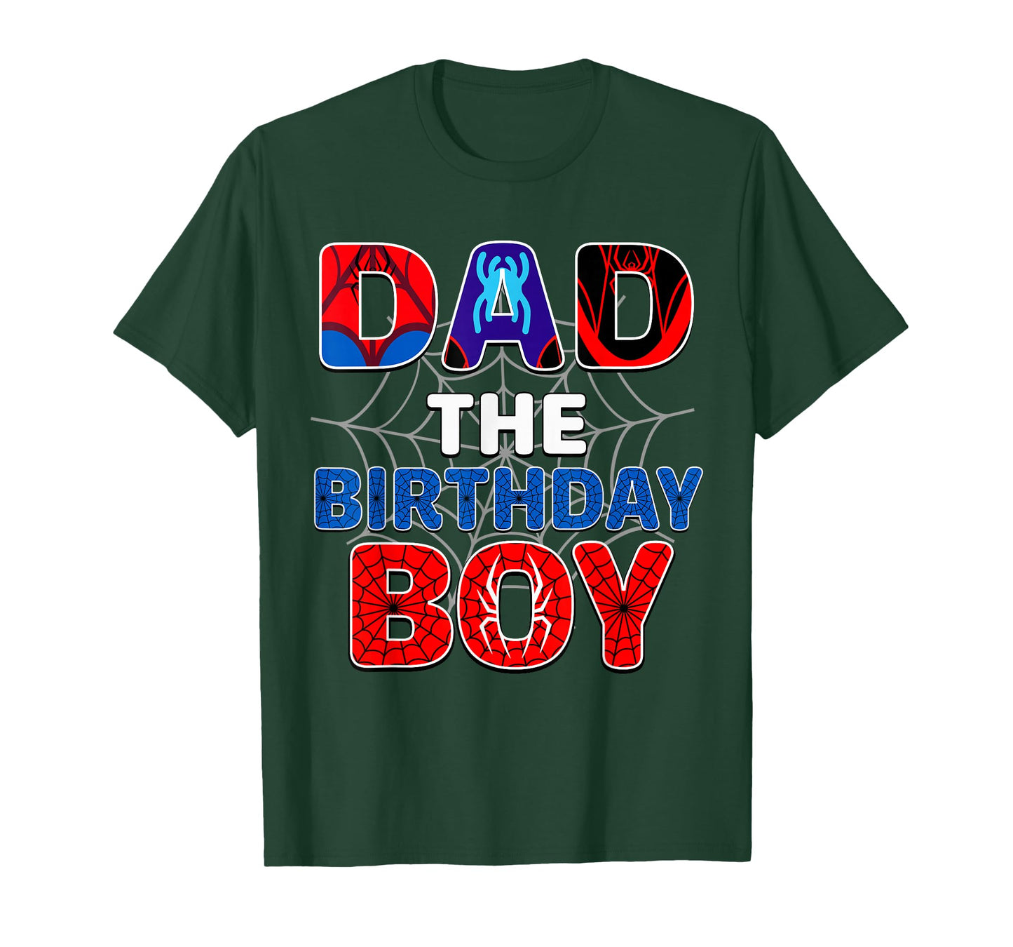 Dad Of The Birthday Boy Shirt Matching Family Spider Web T-Shirt