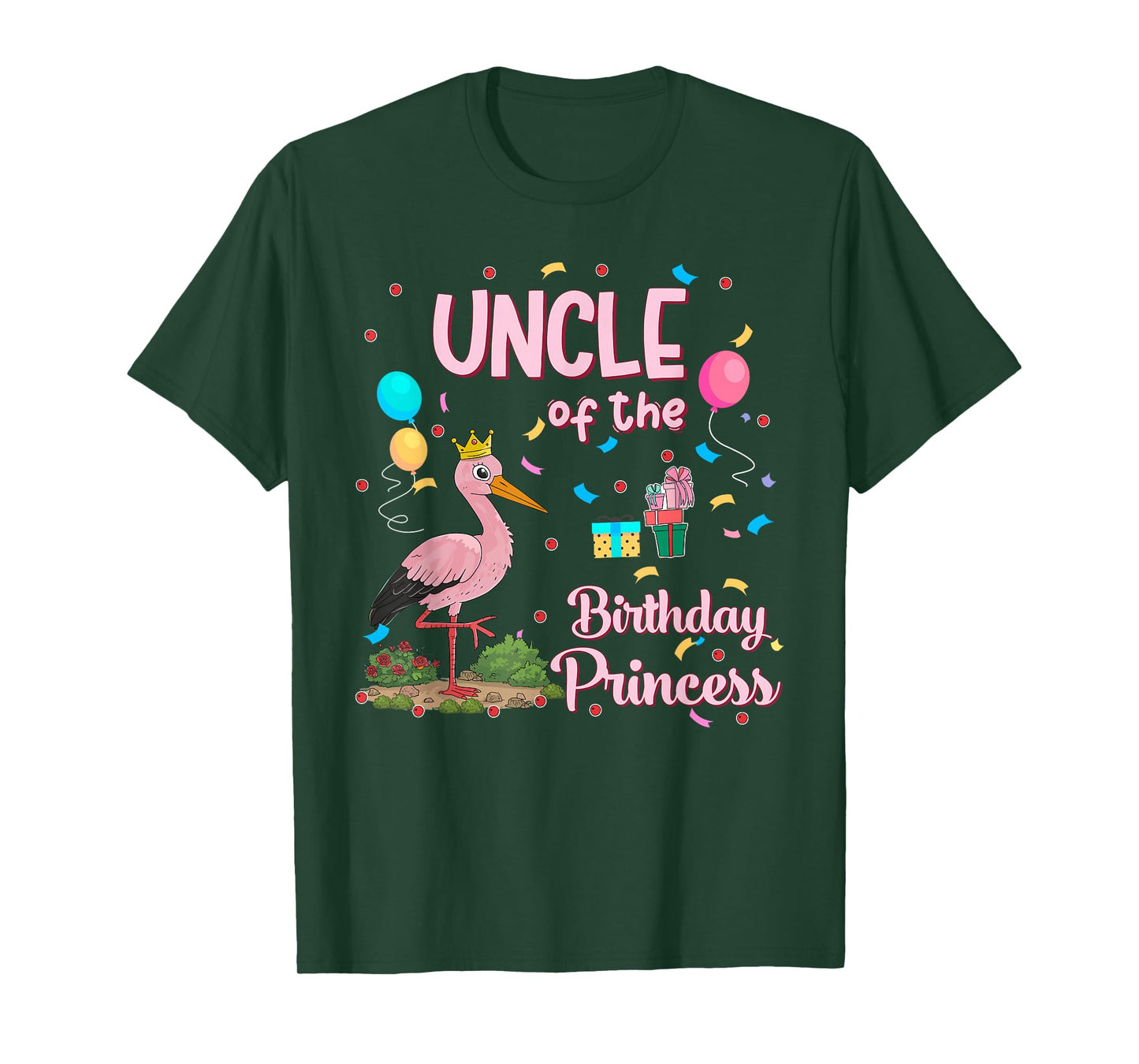 Uncle of the Birthday Princess Pink Flamingo Party Squad T-Shirt