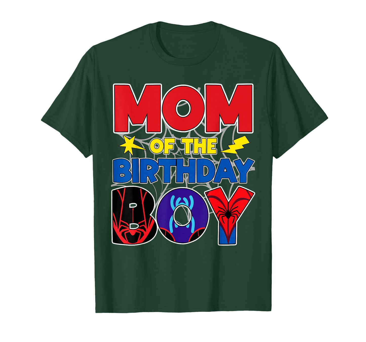 Mom Of The Birthday Boy Matching Spider Family Birthday T-Shirt
