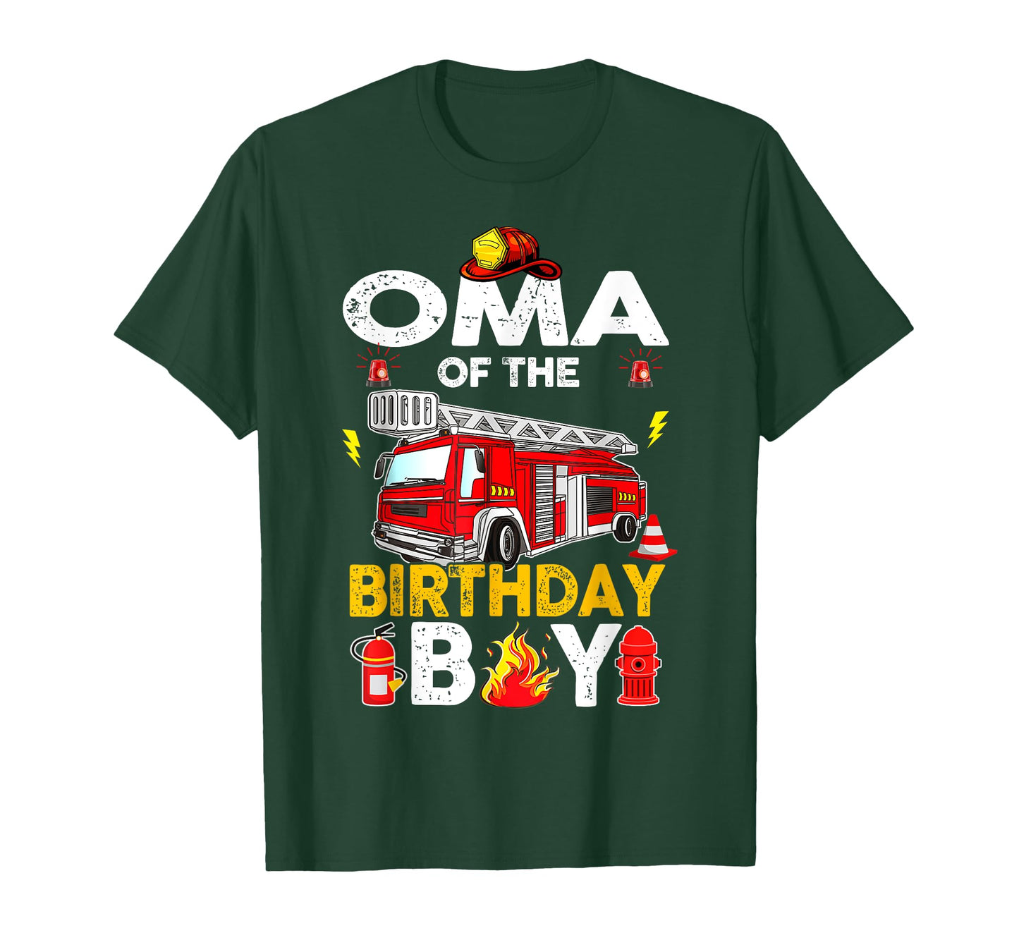 Oma Of The Birthday Boy Fire Truck Firefighter Party T-Shirt